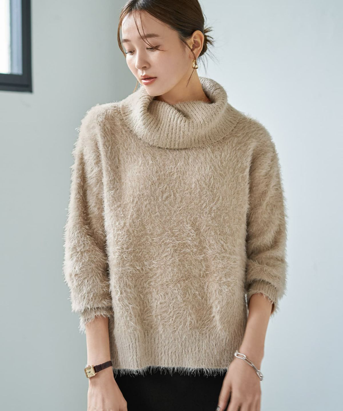 着用イメージ 166cm ベージュ