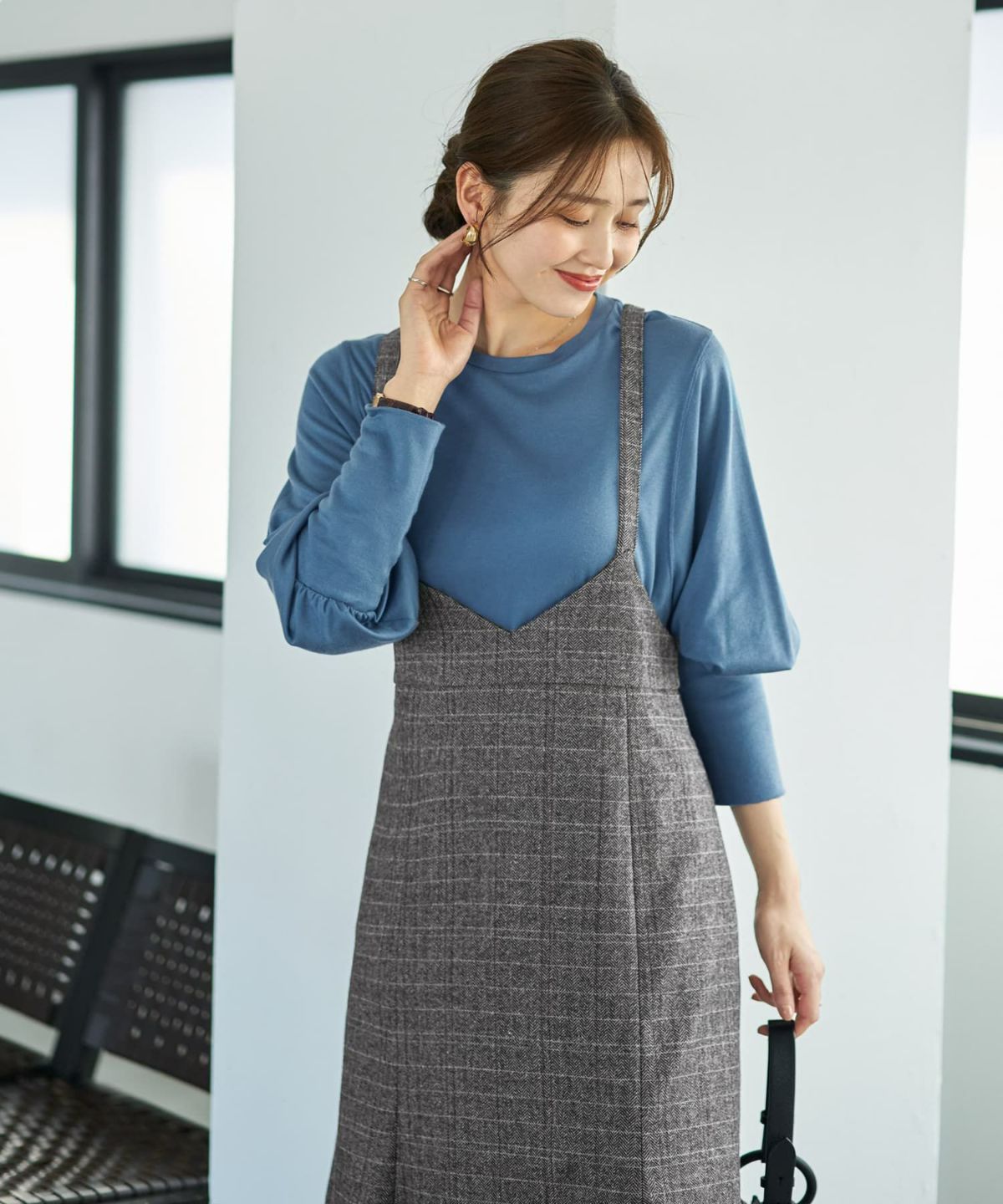 着用イメージ 166cm チャコールミックス