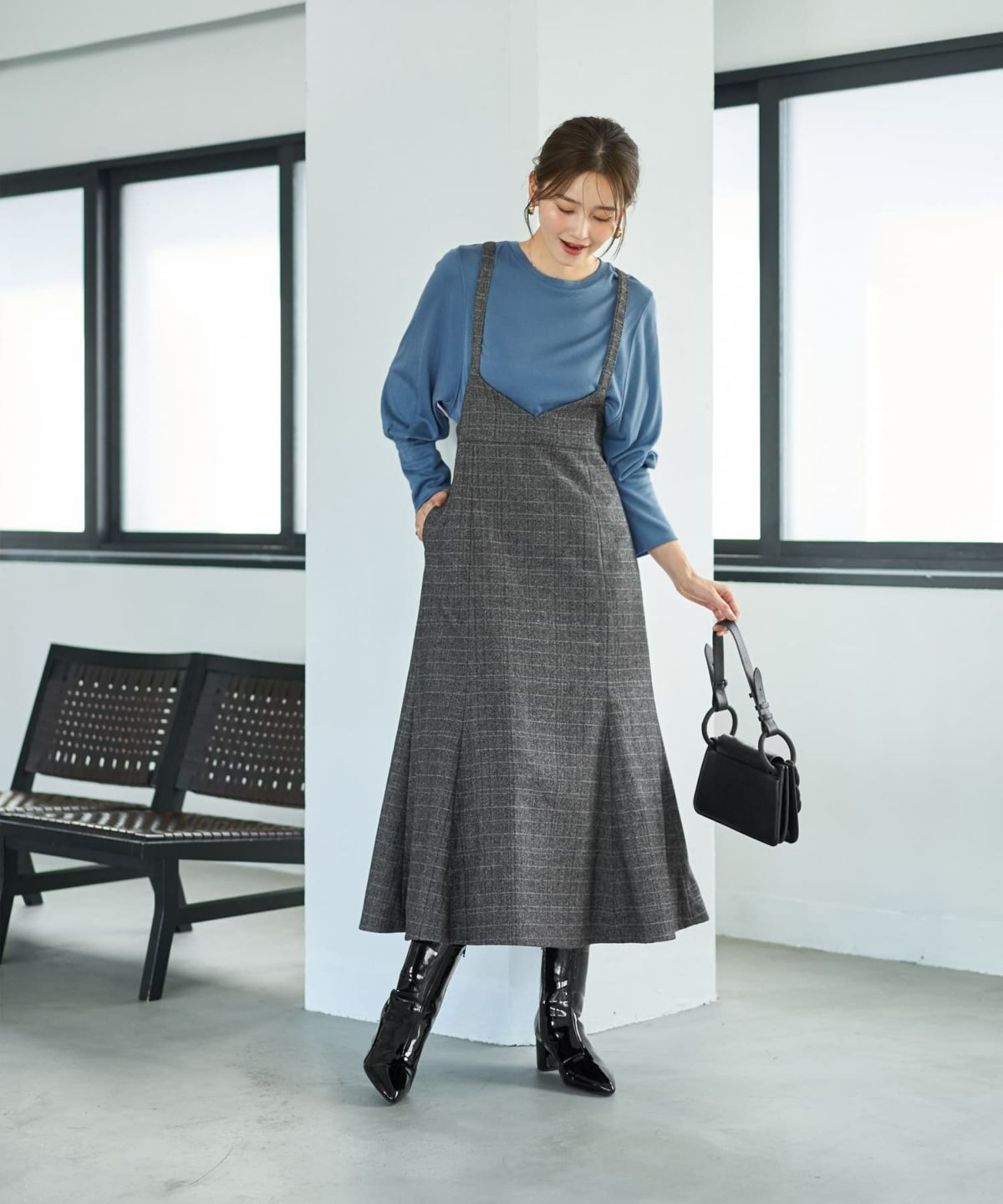 着用イメージ 166cm チャコールミックス