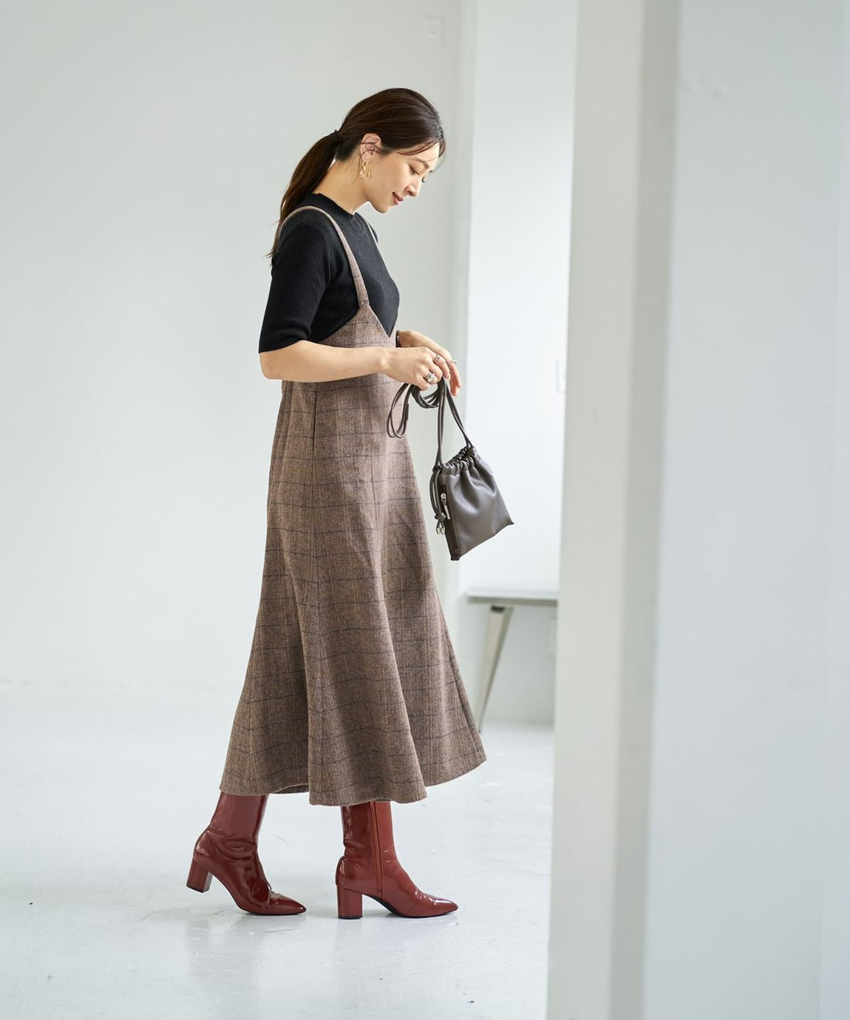 着用イメージ 166cm ブラウンミックス