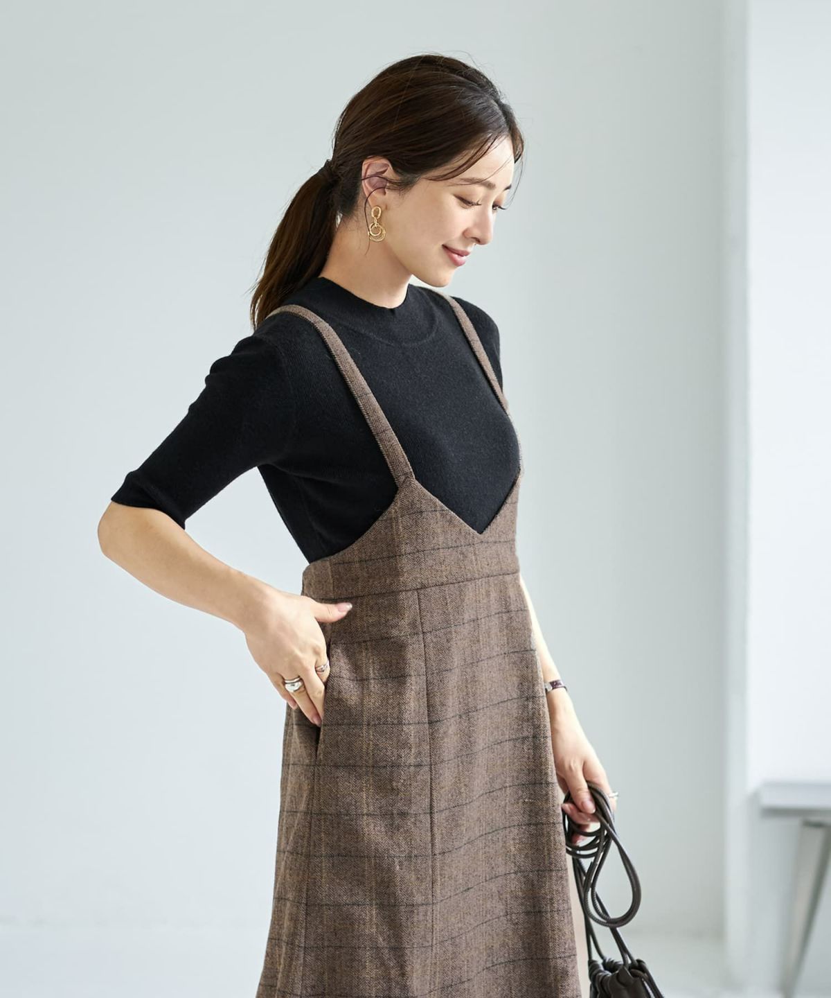 着用イメージ 166cm ブラウンミックス