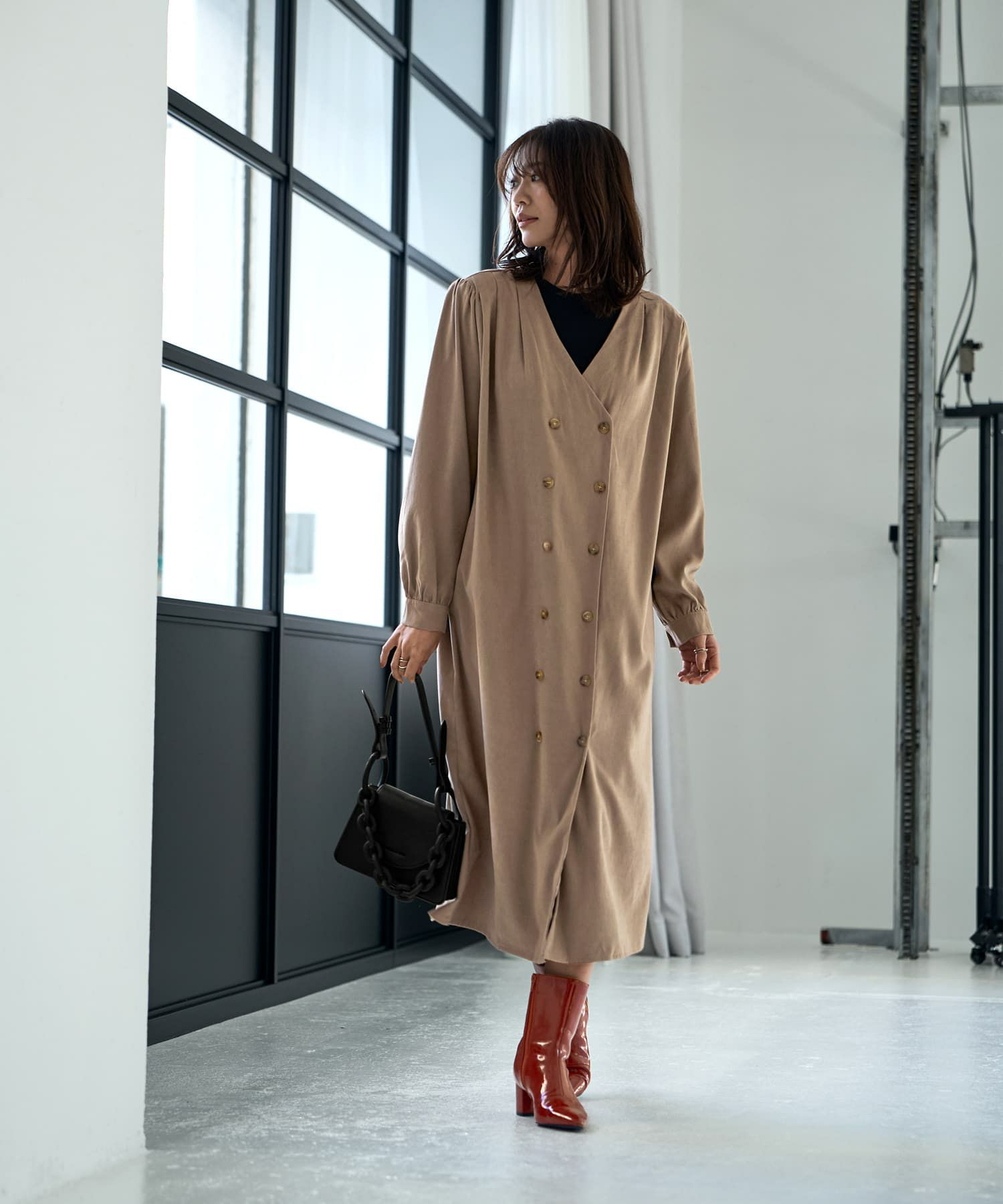 着用イメージ 166cm ベージュ