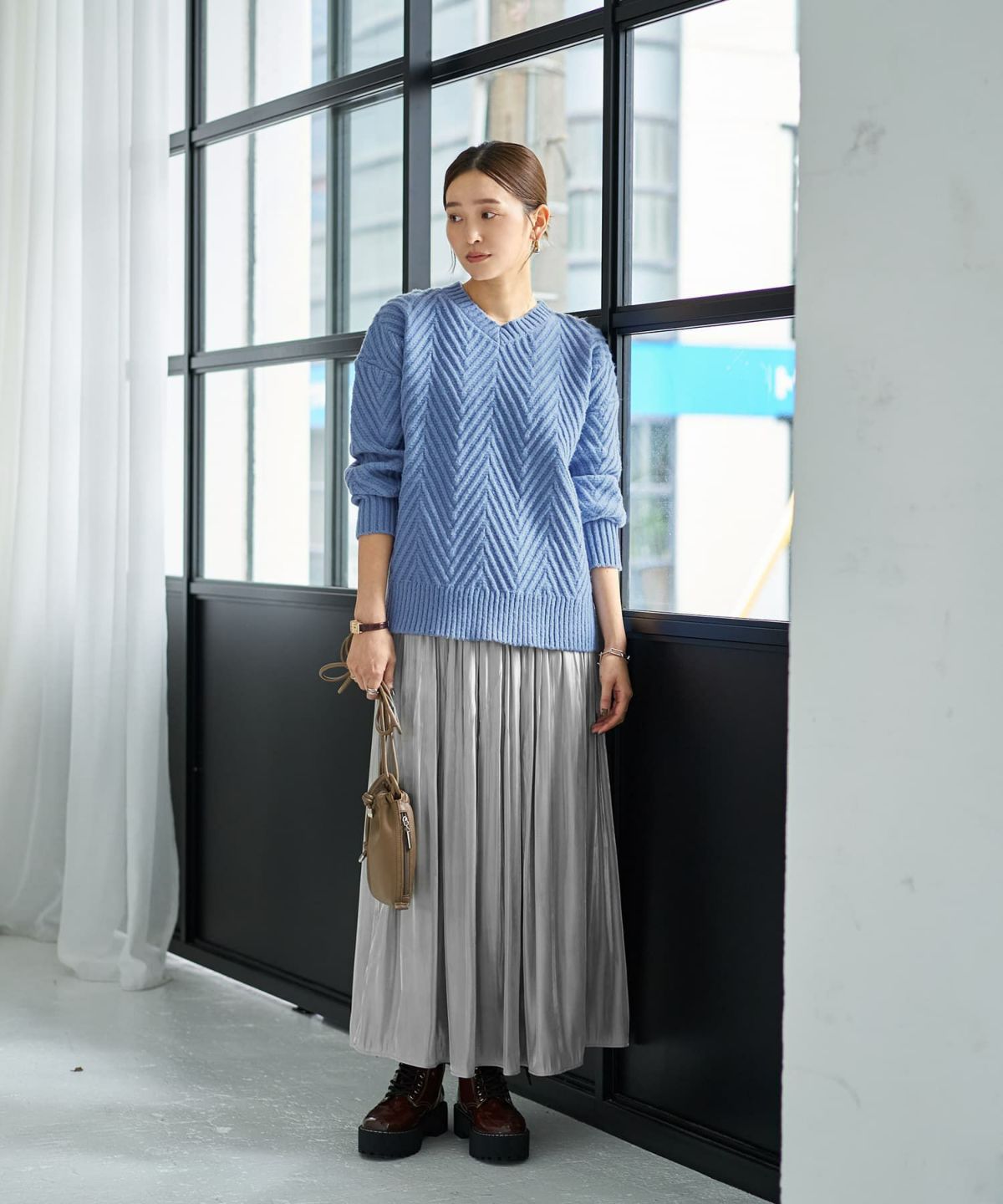 着用イメージ 166cm ライトブルー