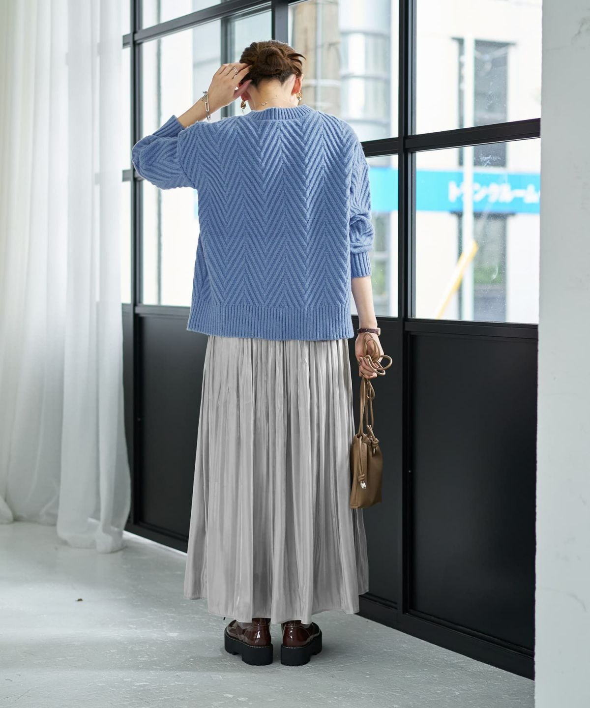 着用イメージ 166cm ライトブルー