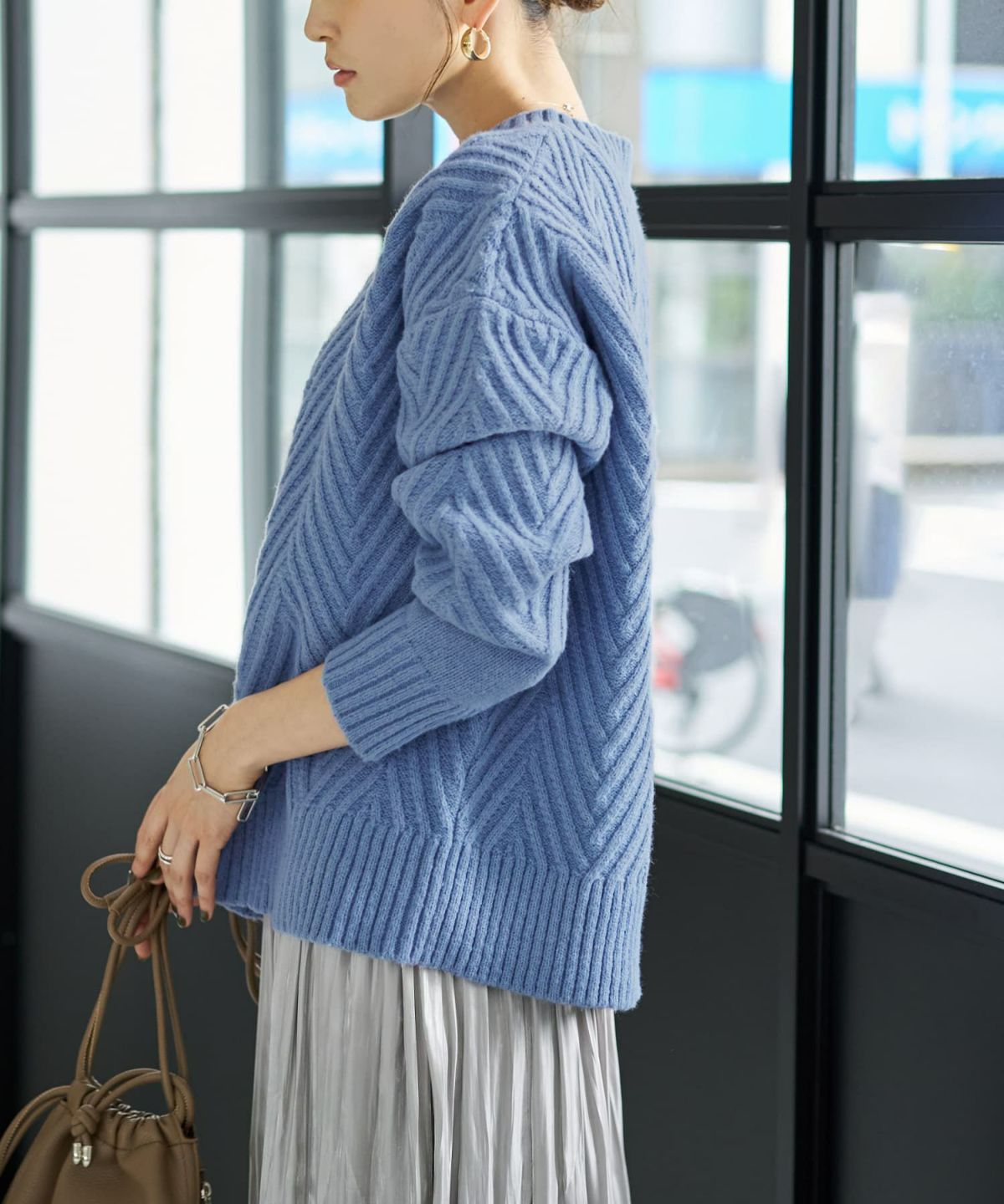 着用イメージ 166cm ライトブルー