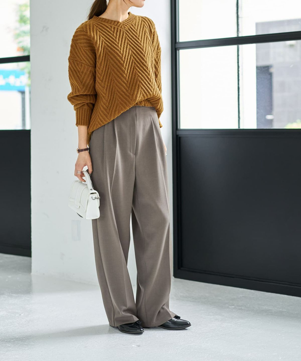 着用イメージ 166cm ダークマスタード