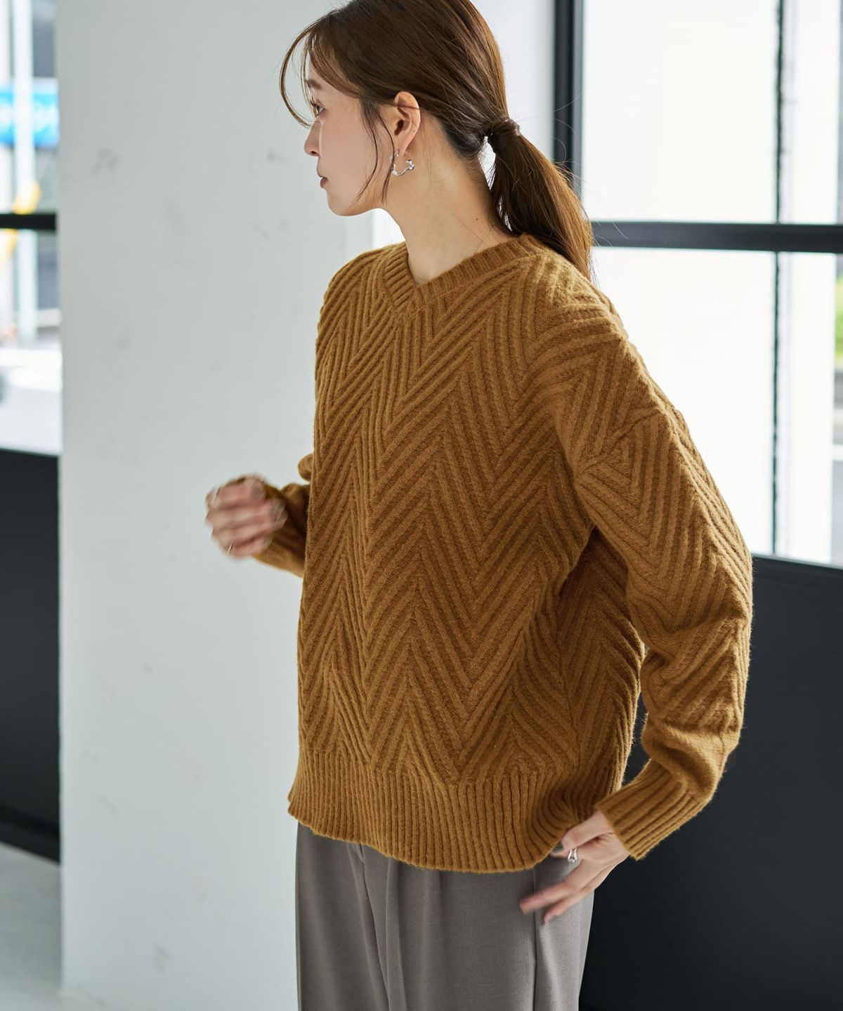 着用イメージ 166cm ダークマスタード