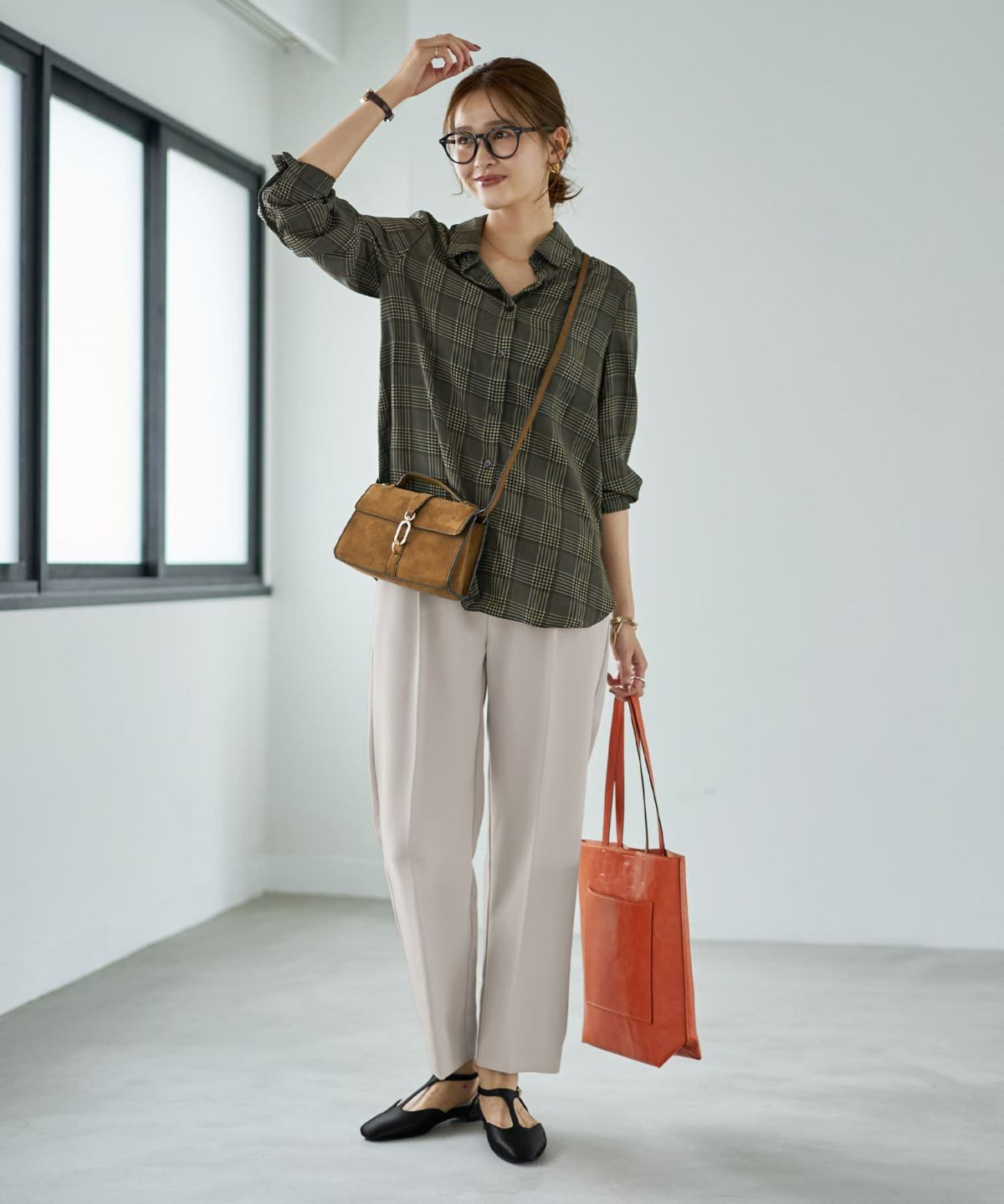 着用イメージ 166cm カーキミックス