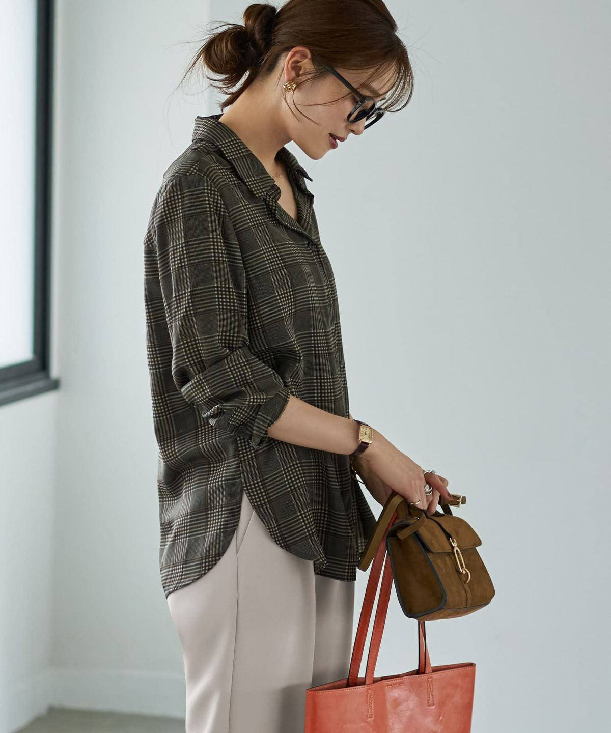 着用イメージ 166cm カーキミックス