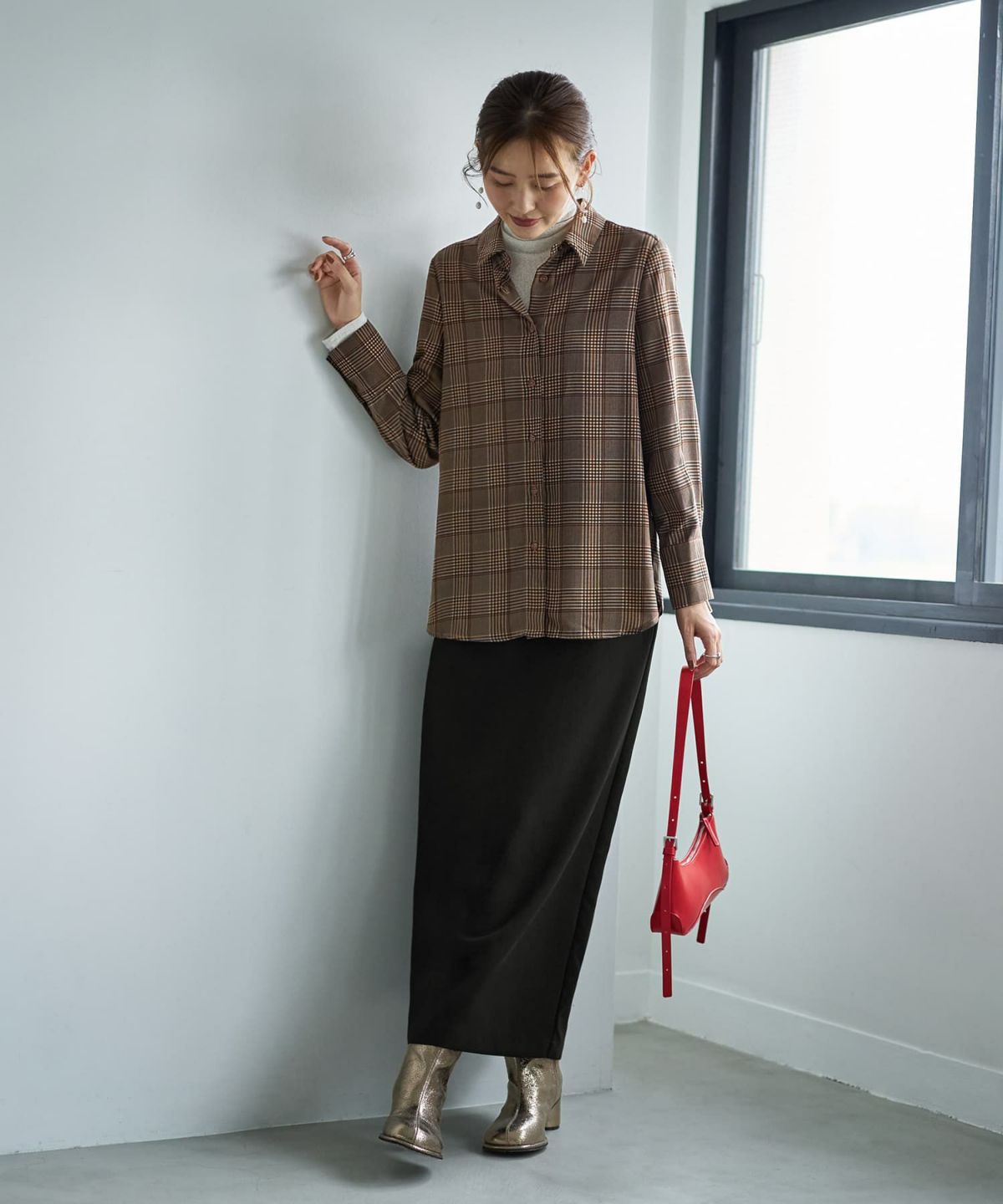 着用イメージ 166cm ブラウンミックス