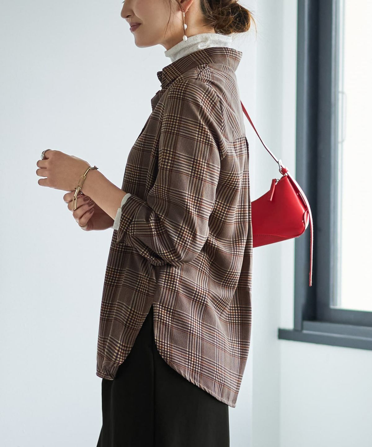 着用イメージ 166cm ブラウンミックス