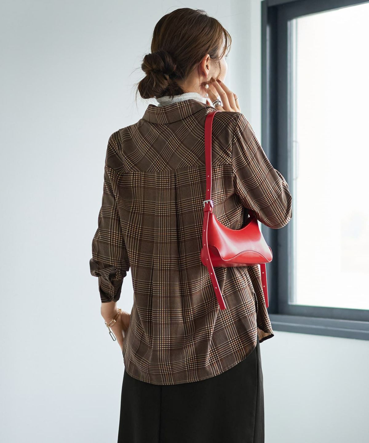 着用イメージ 166cm ブラウンミックス