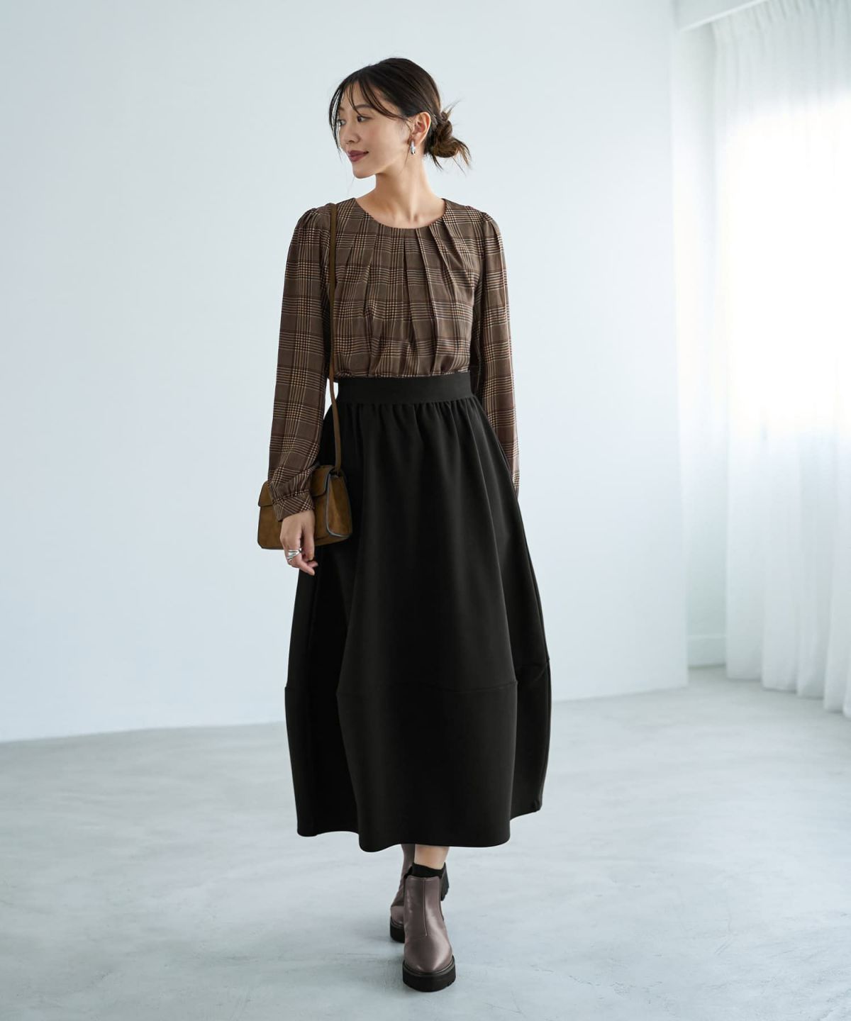 着用イメージ 166cm ブラウンミックス