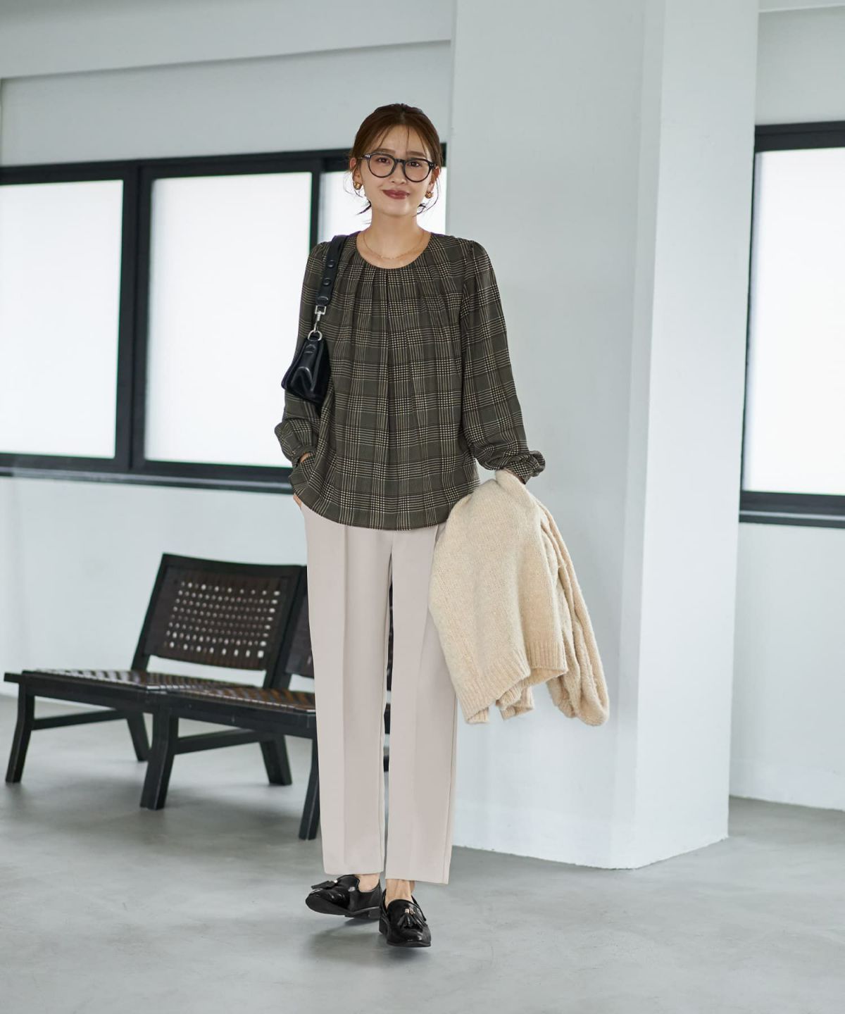 着用イメージ 166cm カーキミックス