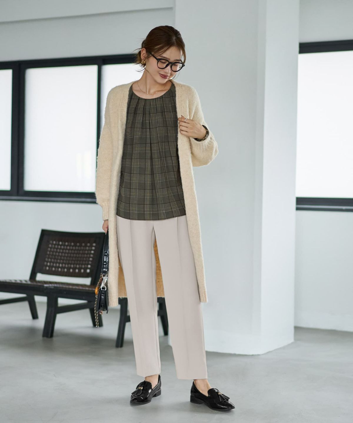 着用イメージ 166cm カーキミックス