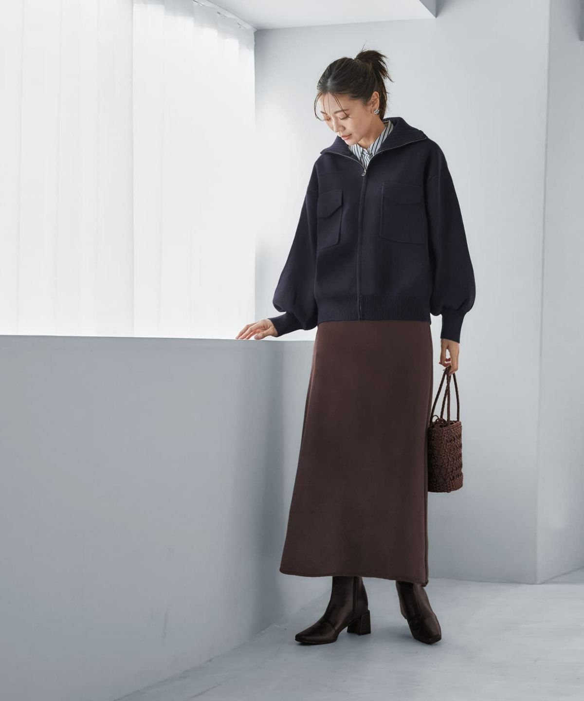 着用イメージ 166cm ネイビー