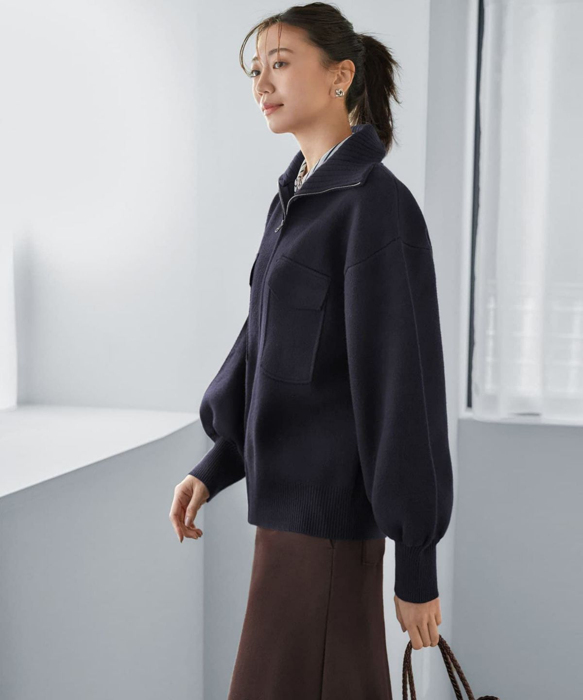 着用イメージ 166cm ネイビー