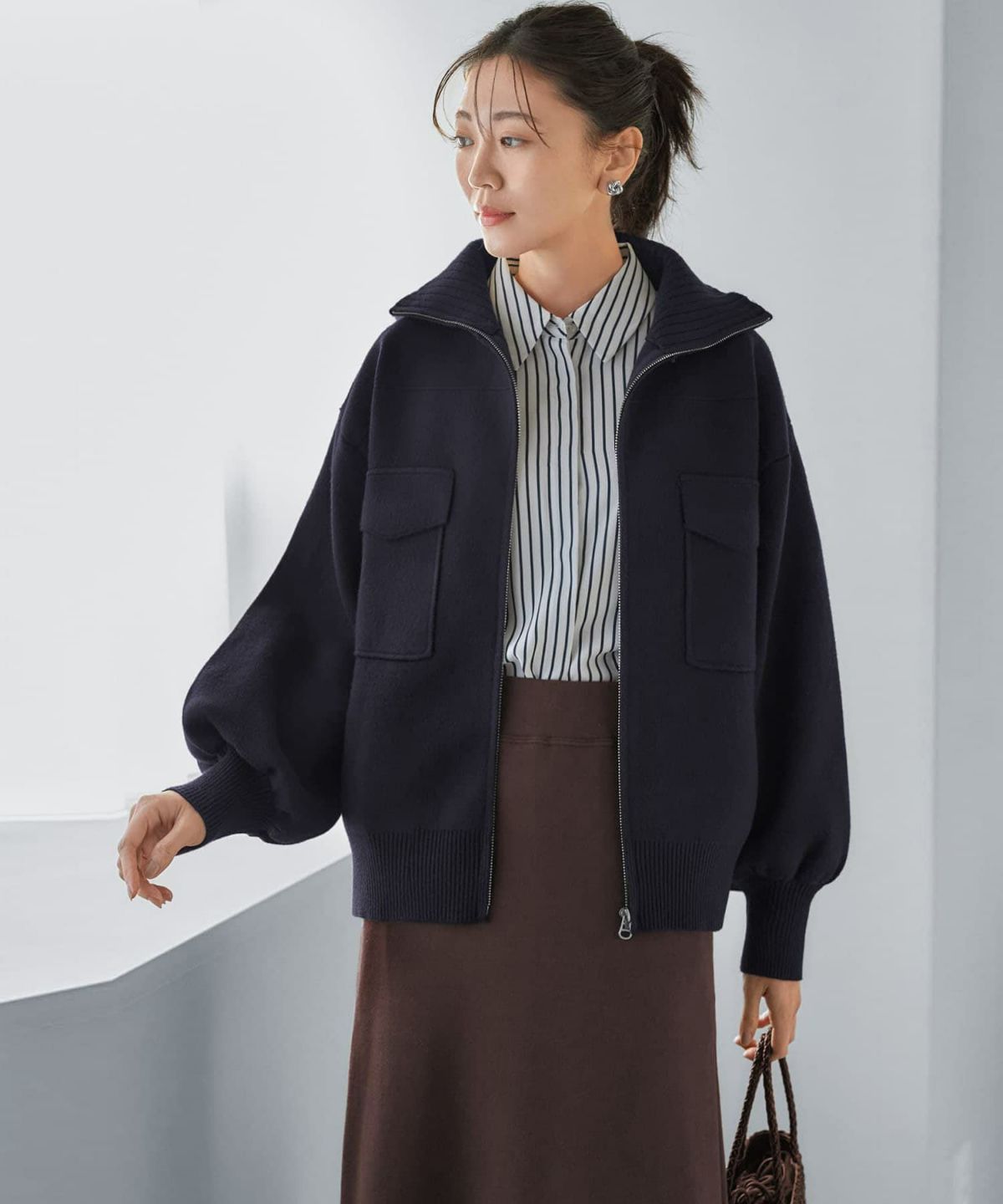 着用イメージ 166cm ネイビー