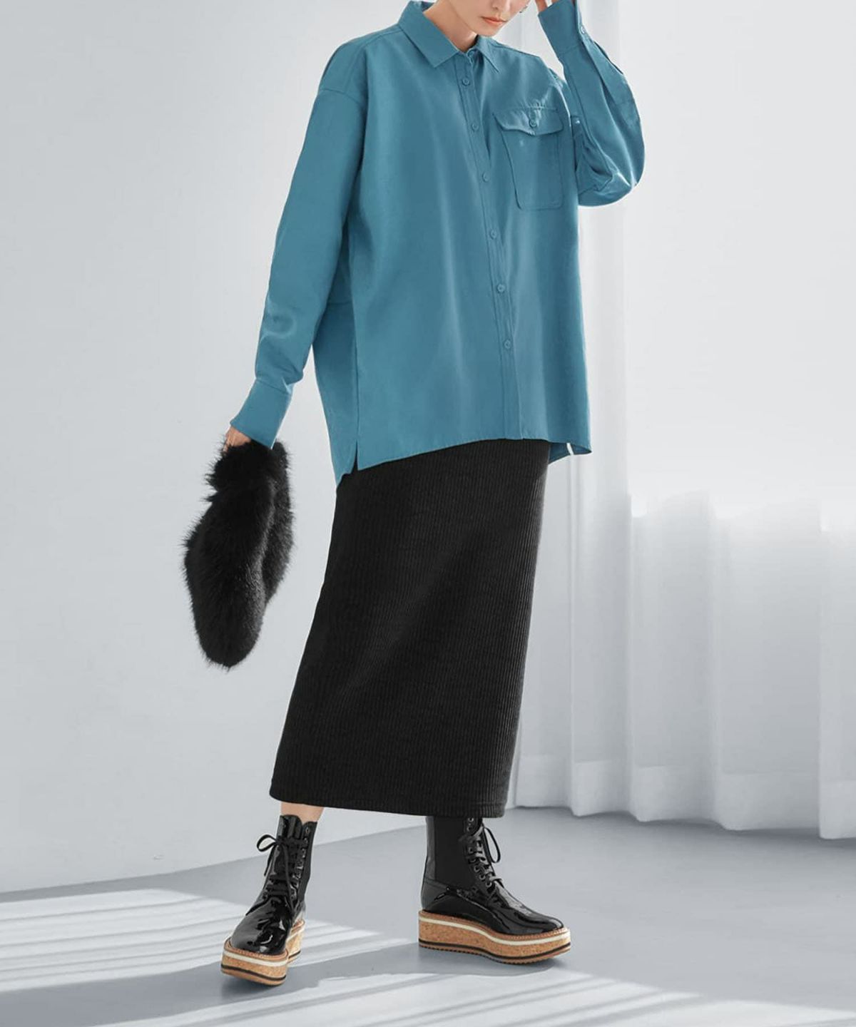 着用イメージ 165cm ブルー