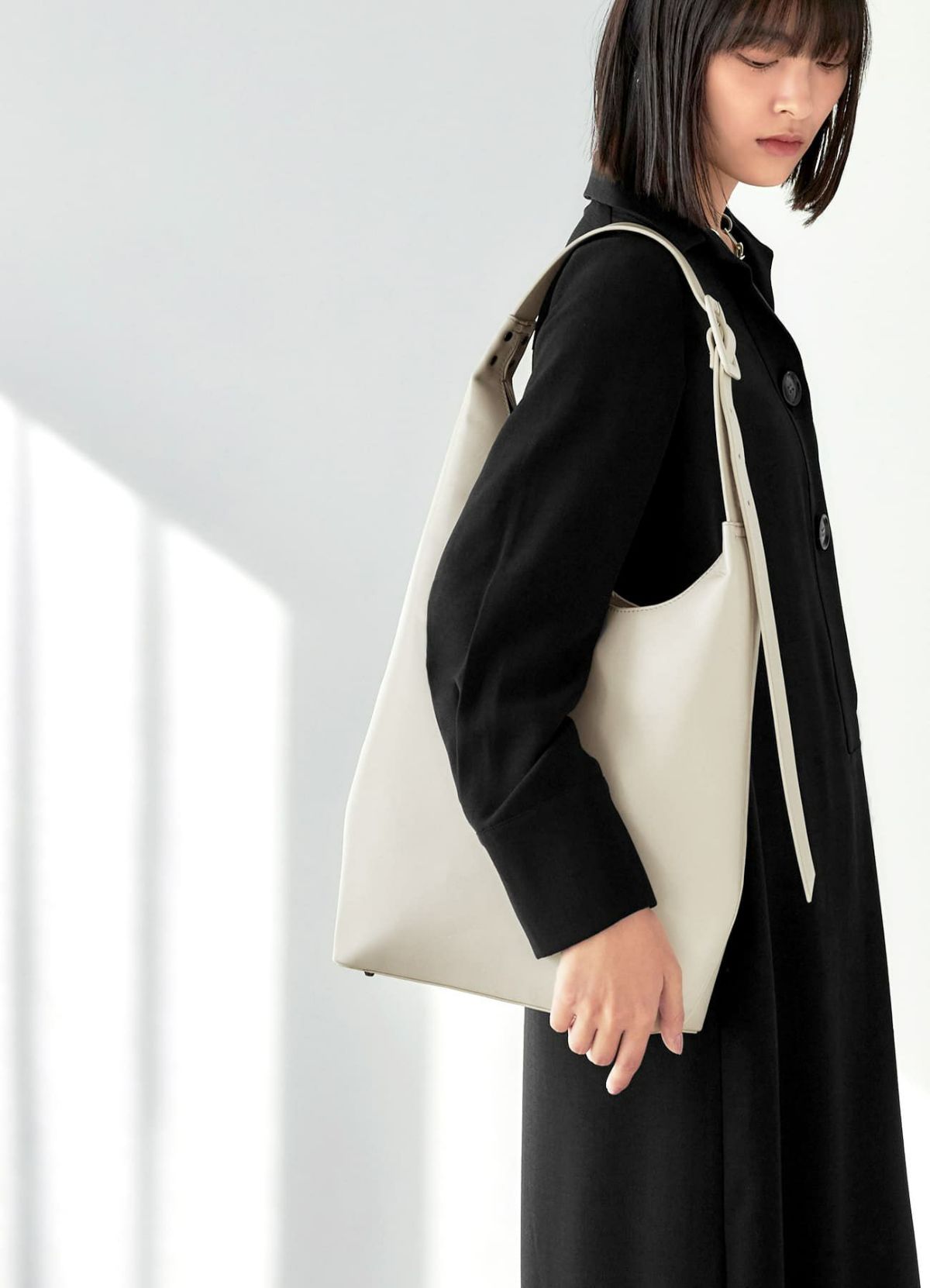 着用イメージ 165cm グレイッシュホワイト
