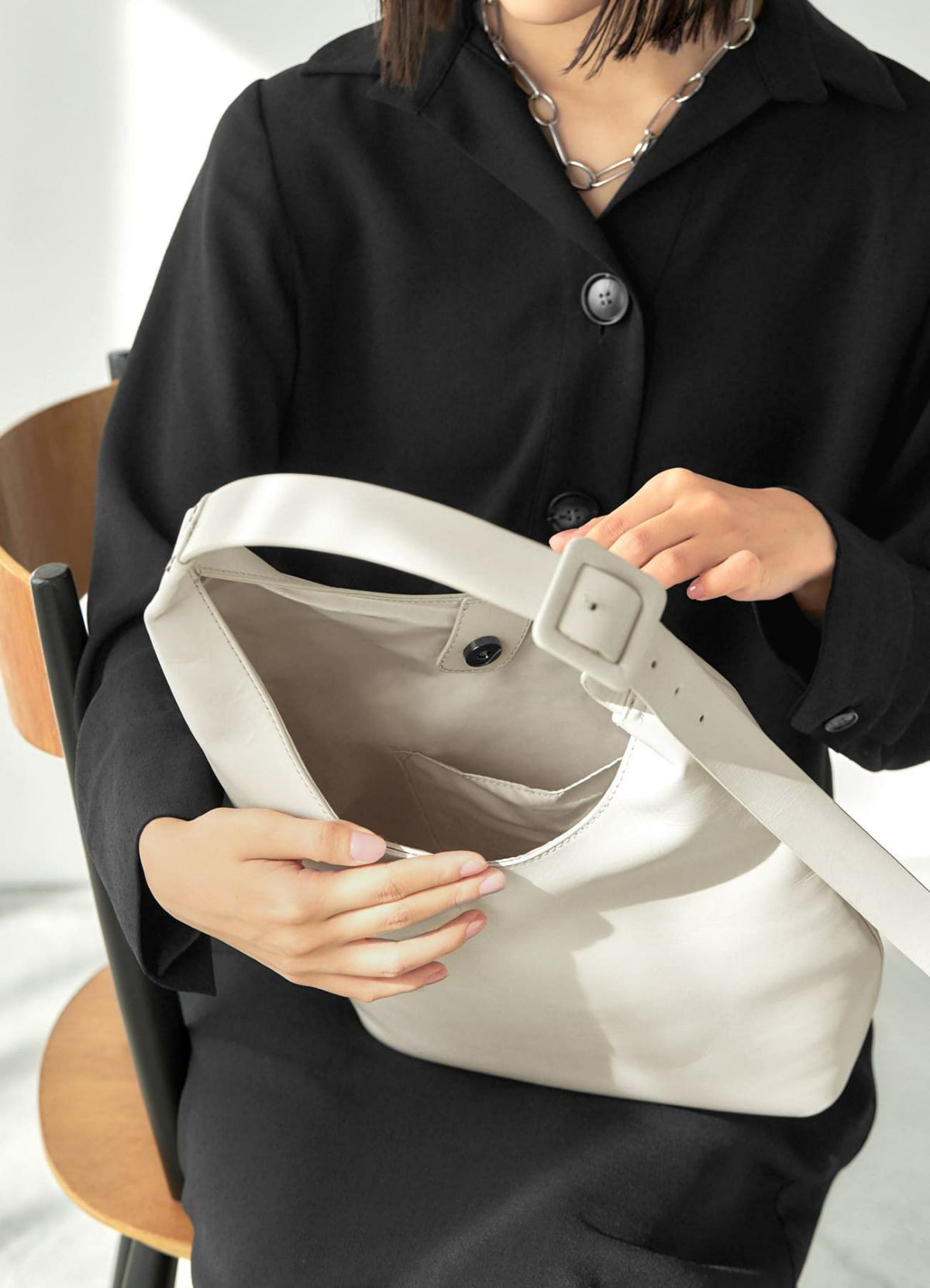 着用イメージ 165cm グレイッシュホワイト