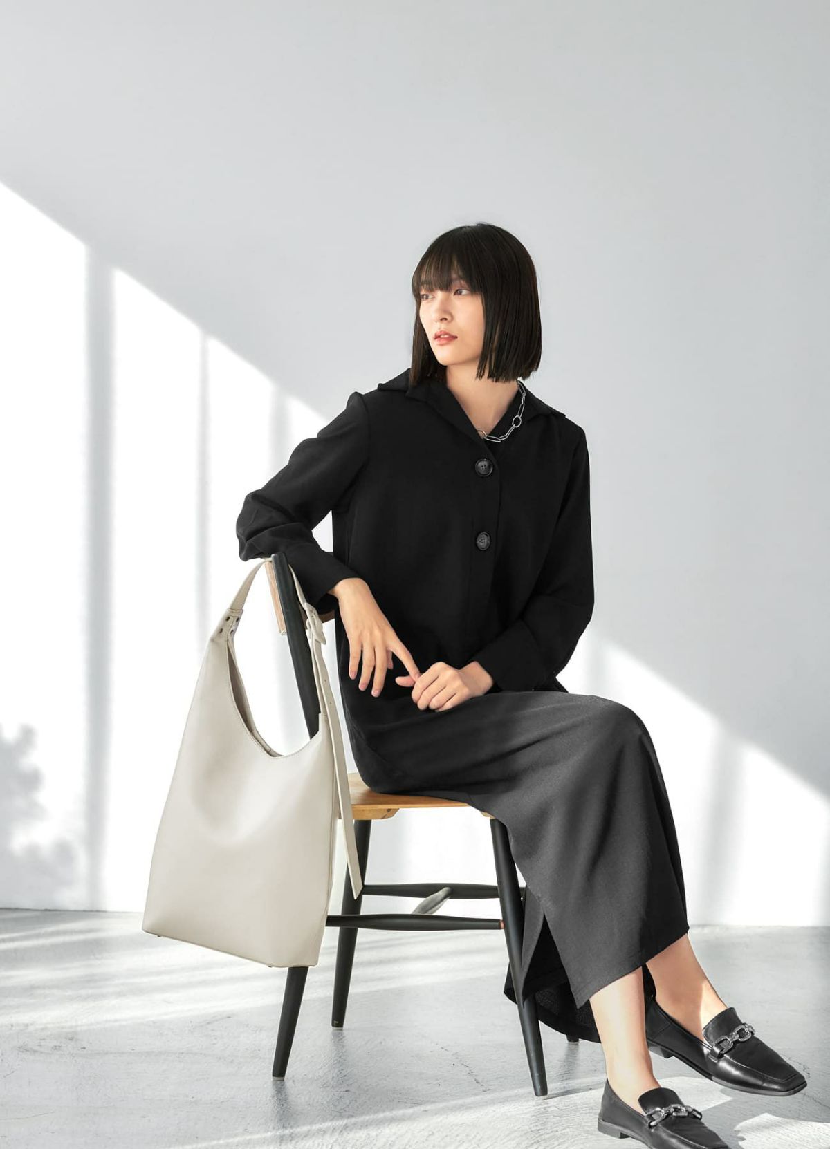 着用イメージ 165cm グレイッシュホワイト