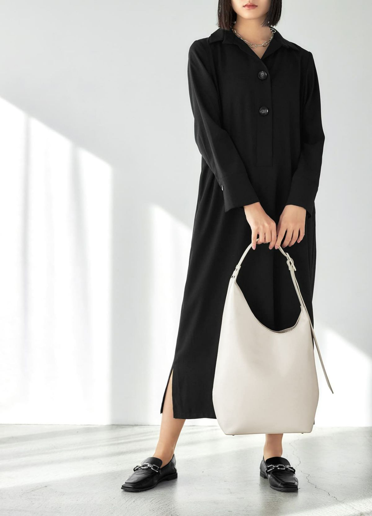 着用イメージ 165cm グレイッシュホワイト