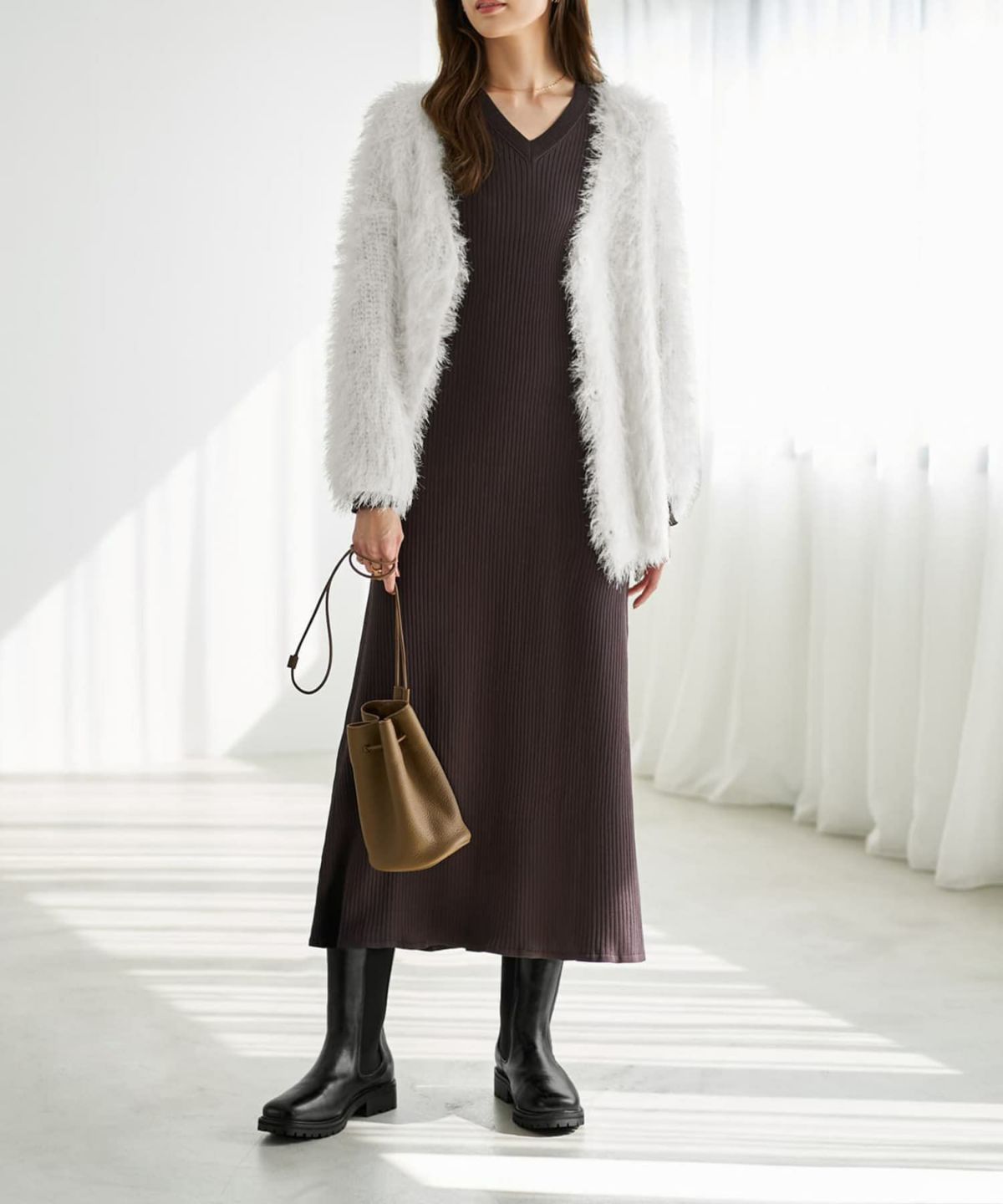 着用イメージ 167cm アイボリー