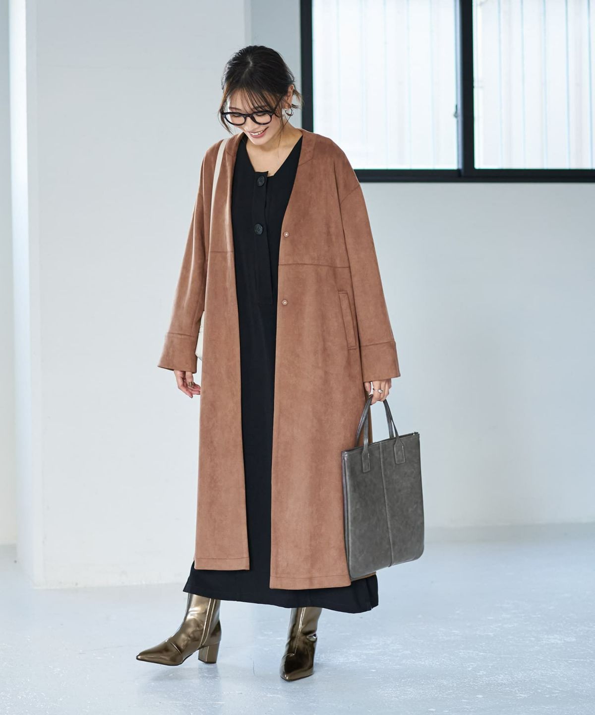 着用イメージ 166cm ブラウン