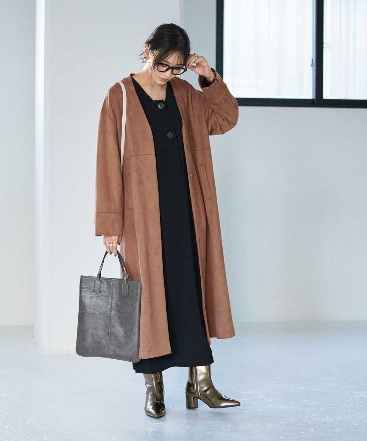 着用イメージ 166cm ブラウン