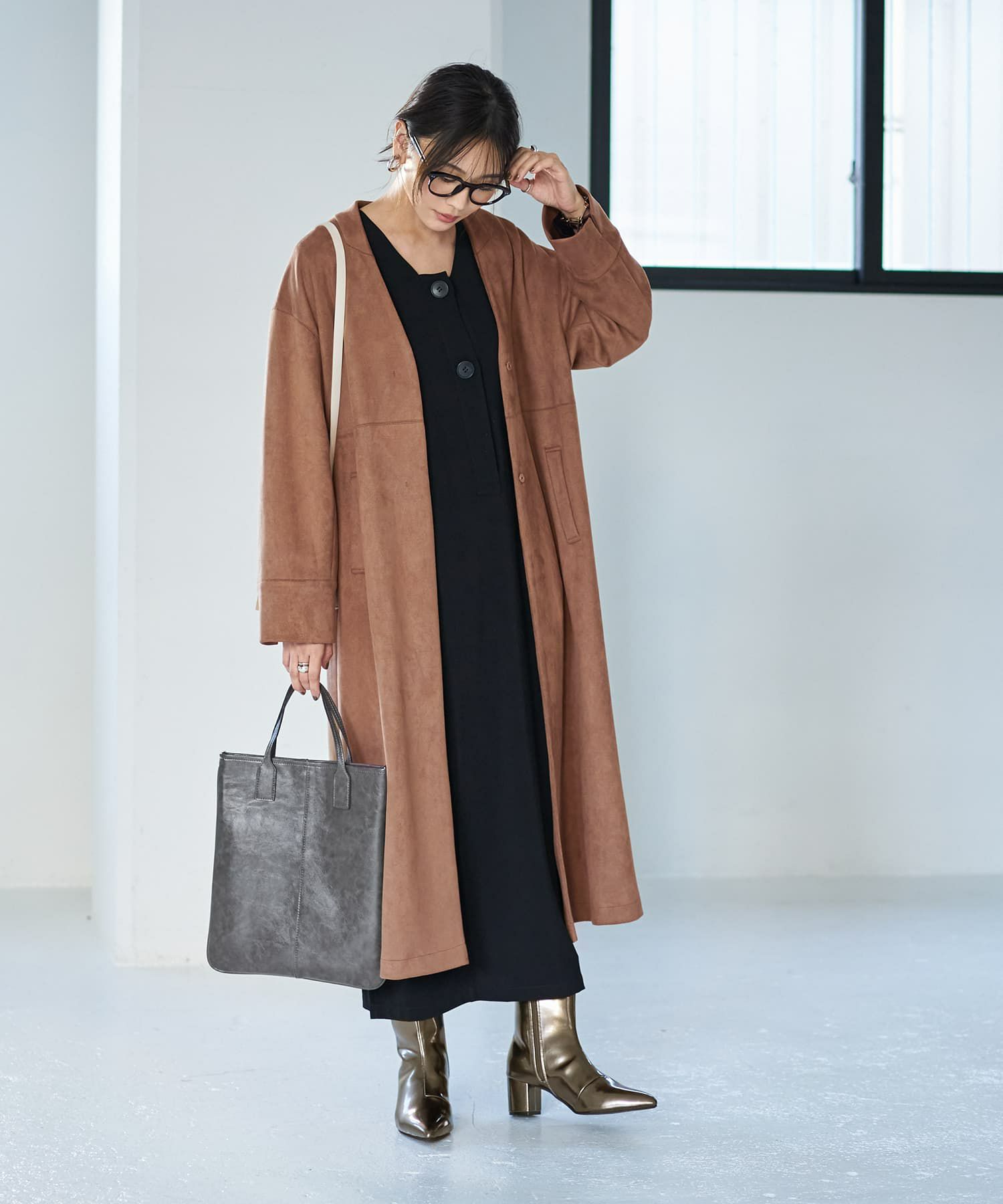着用イメージ 166cm ブラウン