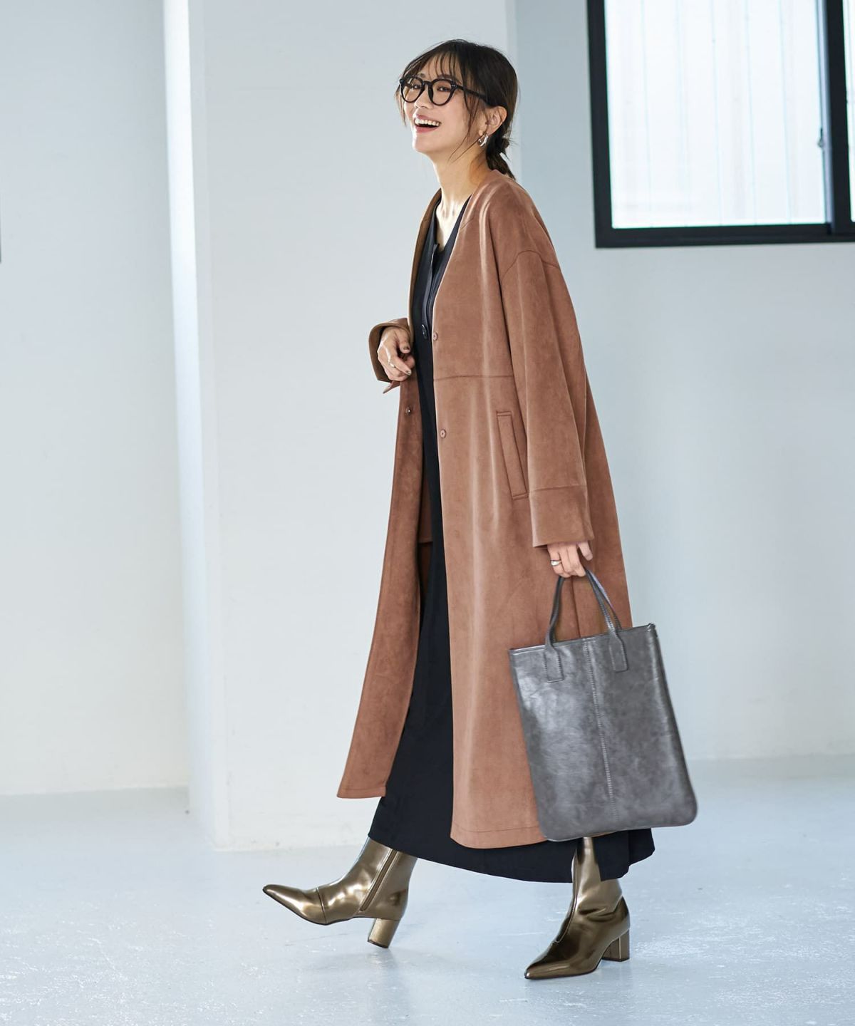 着用イメージ 166cm ブラウン