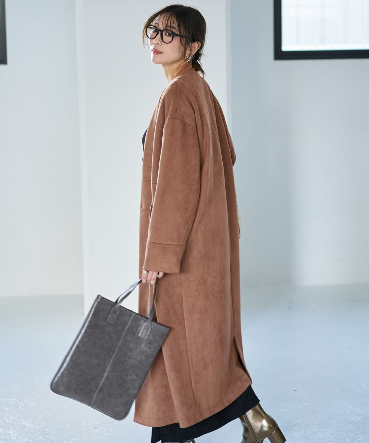 着用イメージ 166cm ブラウン