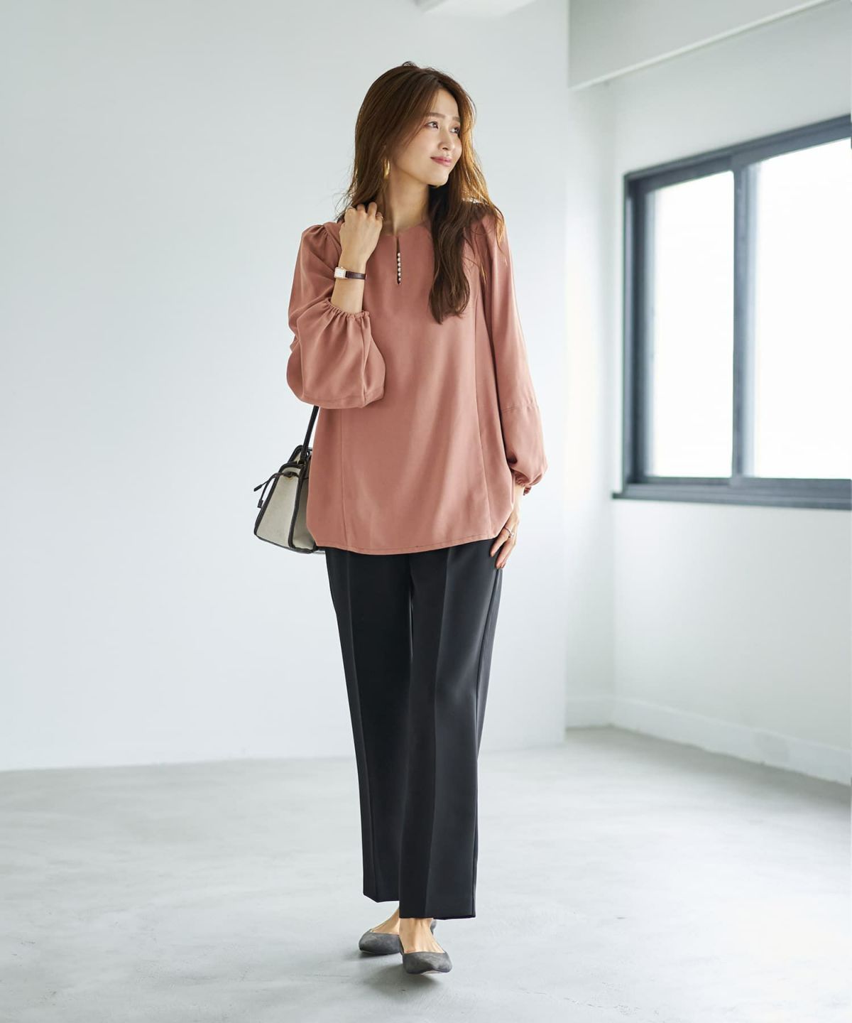 着用イメージ 166cm モカピンク