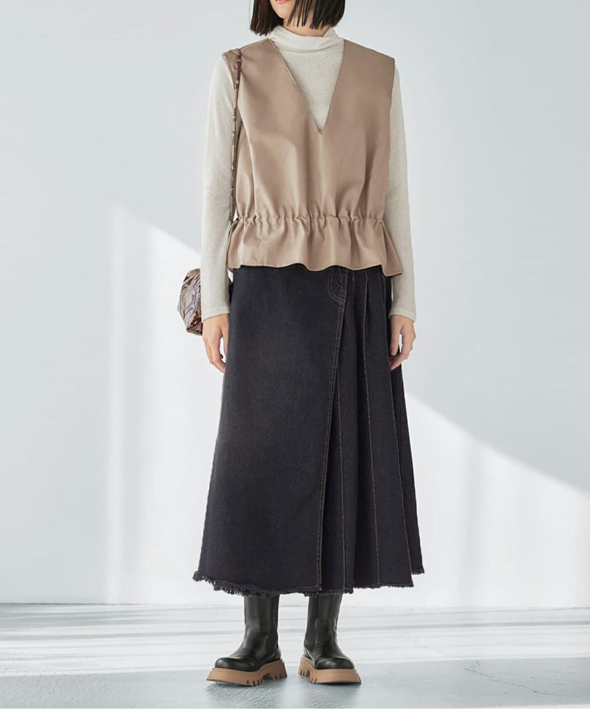 着用イメージ 165cm ベージュ