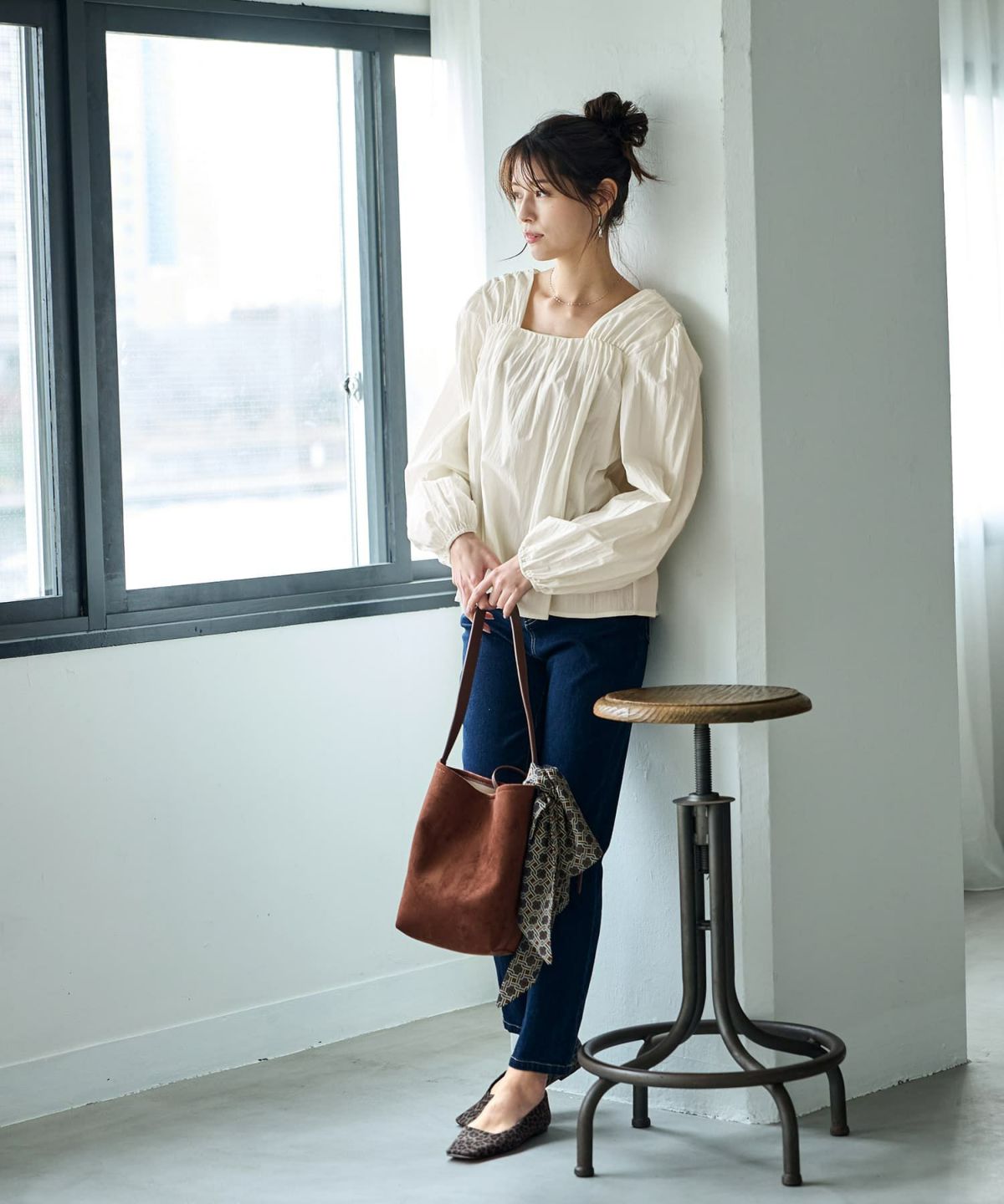 着用イメージ 168cm アイボリー