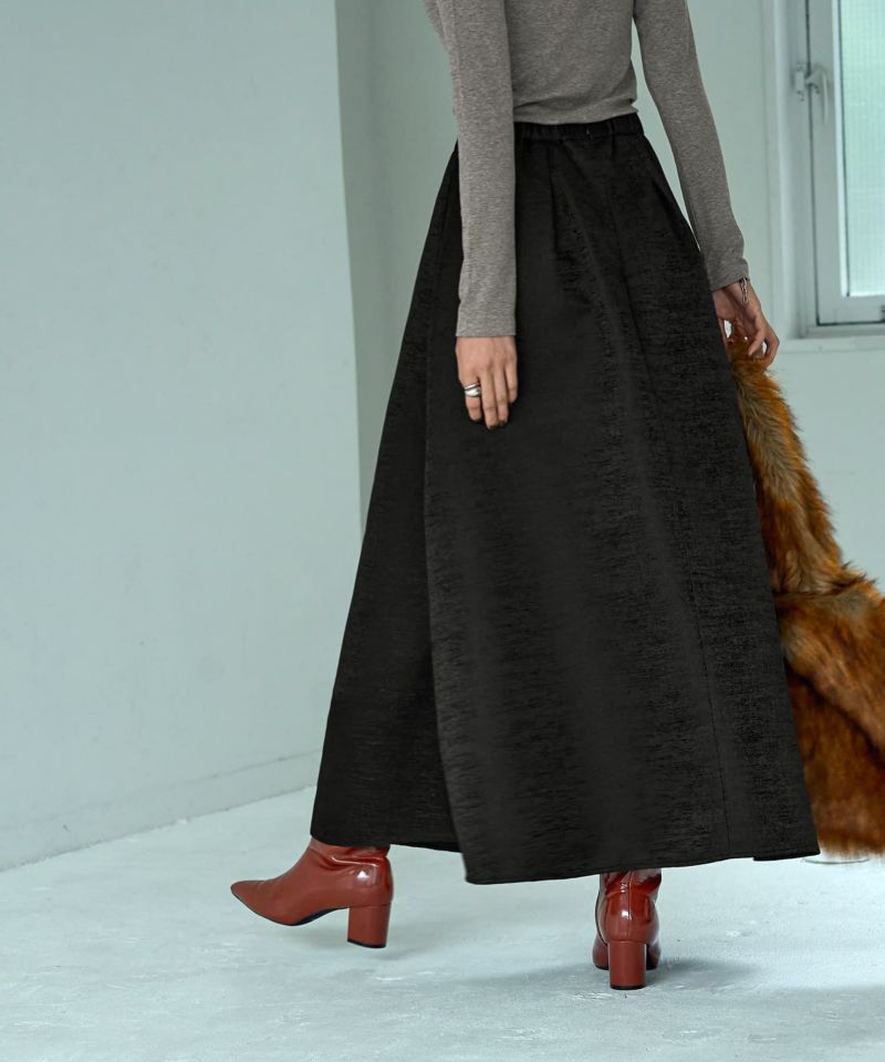 〈untitled〉ジャガードスカート　タグ付き 微光沢ジャガードマキシ丈タックスカート／90cm | おしゃれな大人