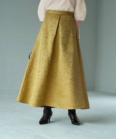 微光沢ジャガードマキシ丈タックスカート／95cm | おしゃれな