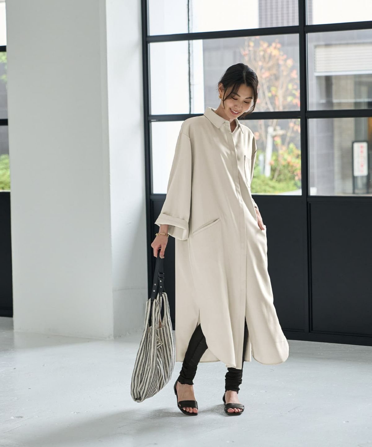 着用イメージ 166cm エアリーグレー