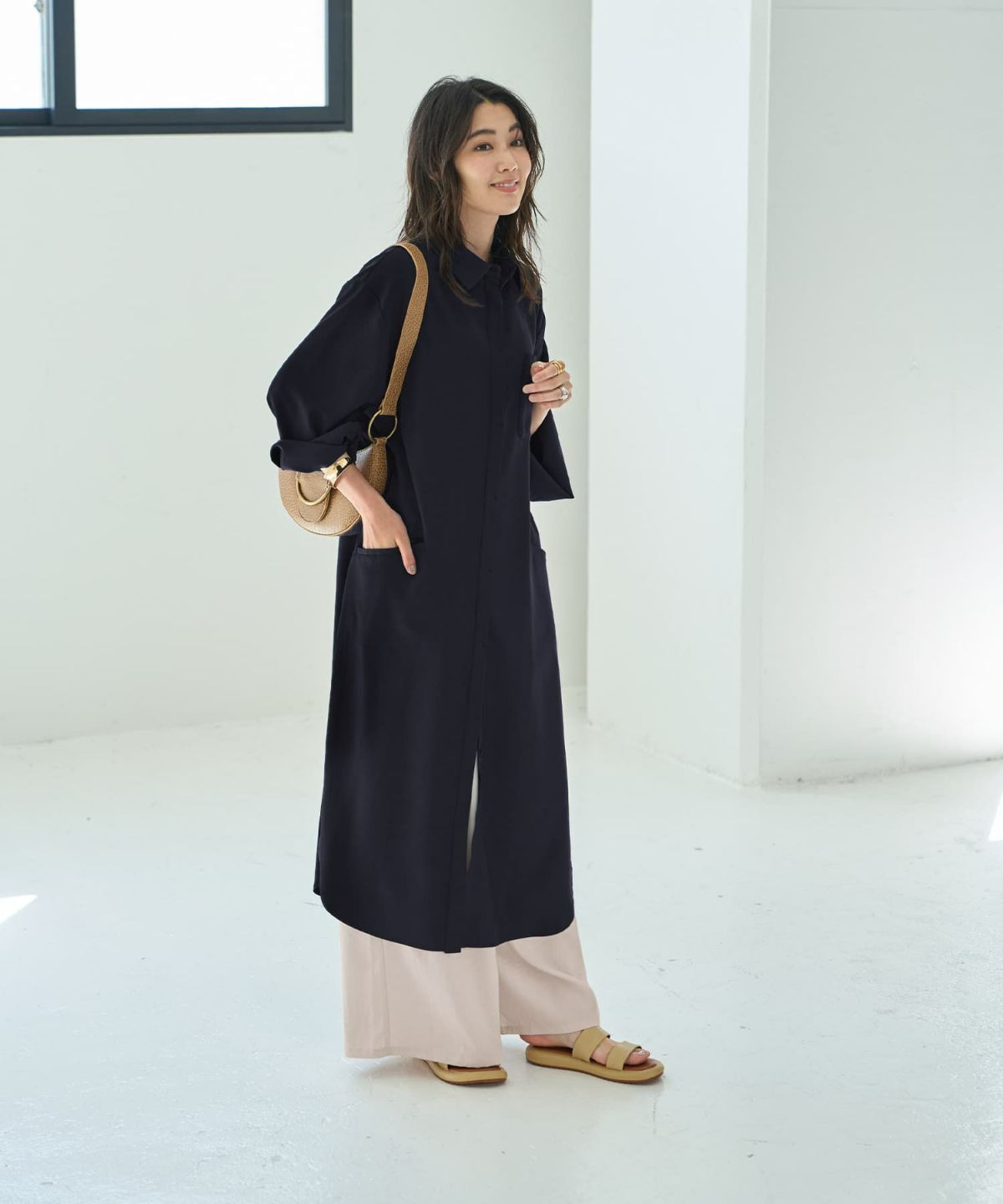 着用イメージ 166cm ネイビー