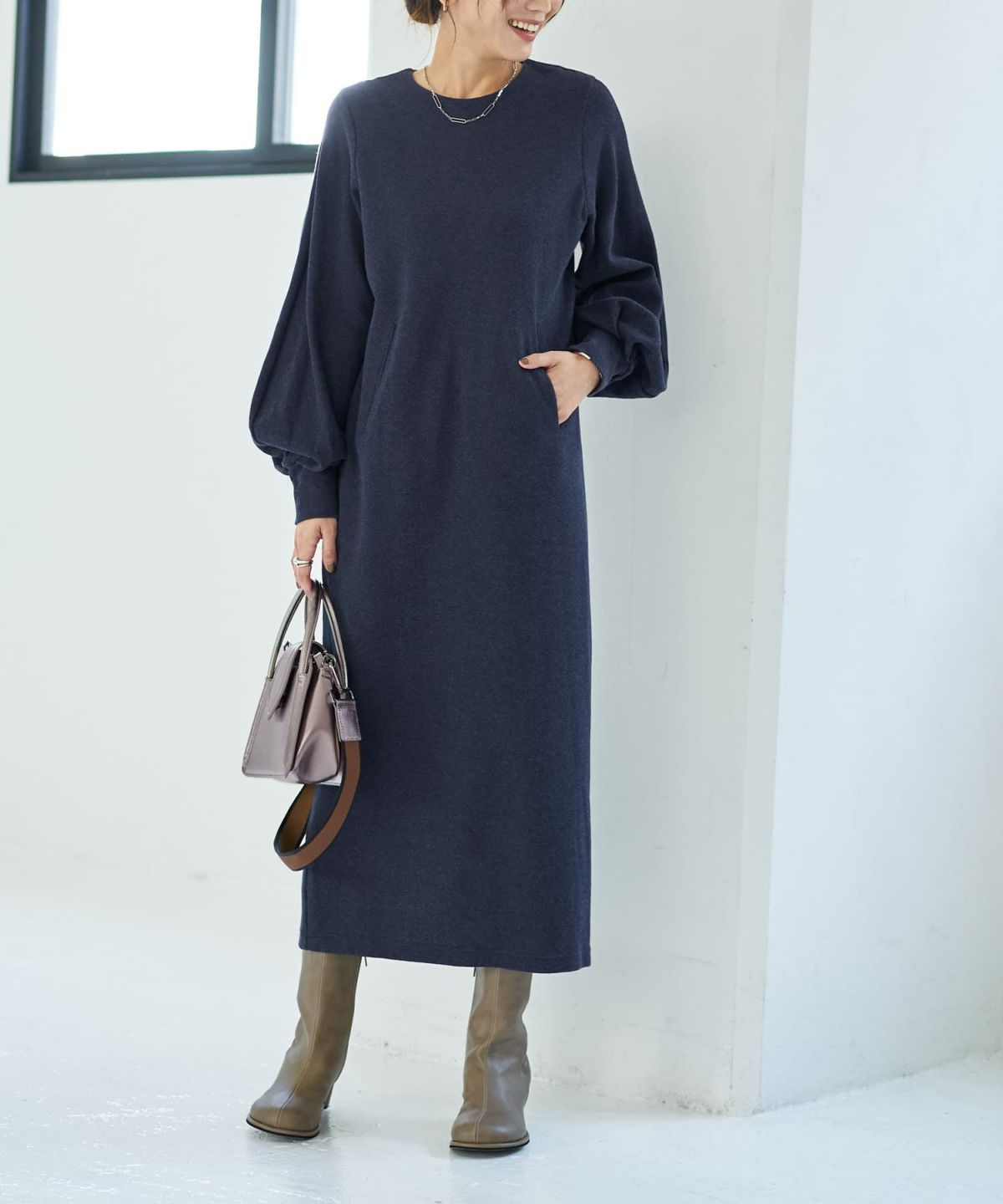 着用イメージ 166cm ライトネイビー 02サイズ