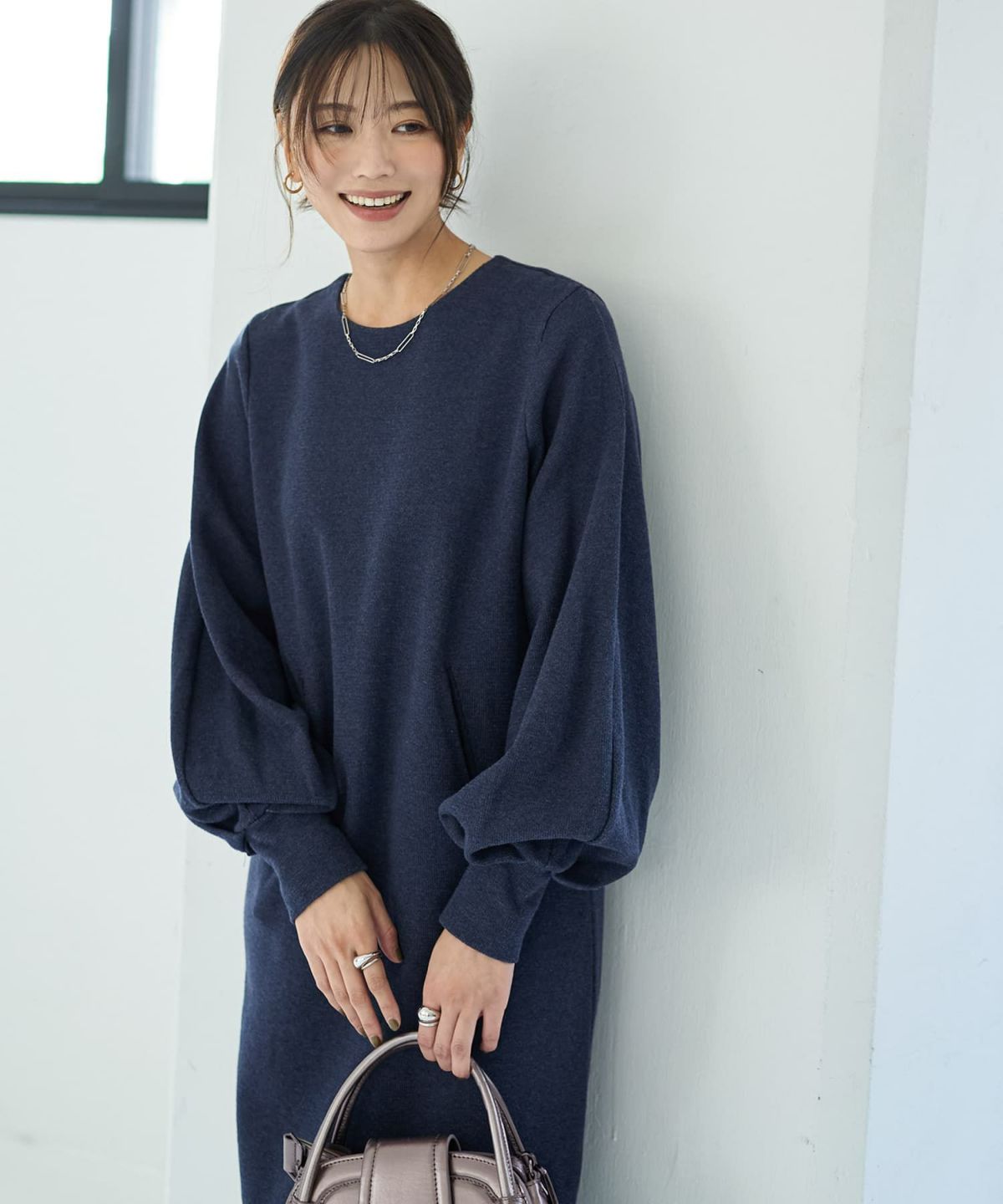 着用イメージ 166cm ライトネイビー 02サイズ