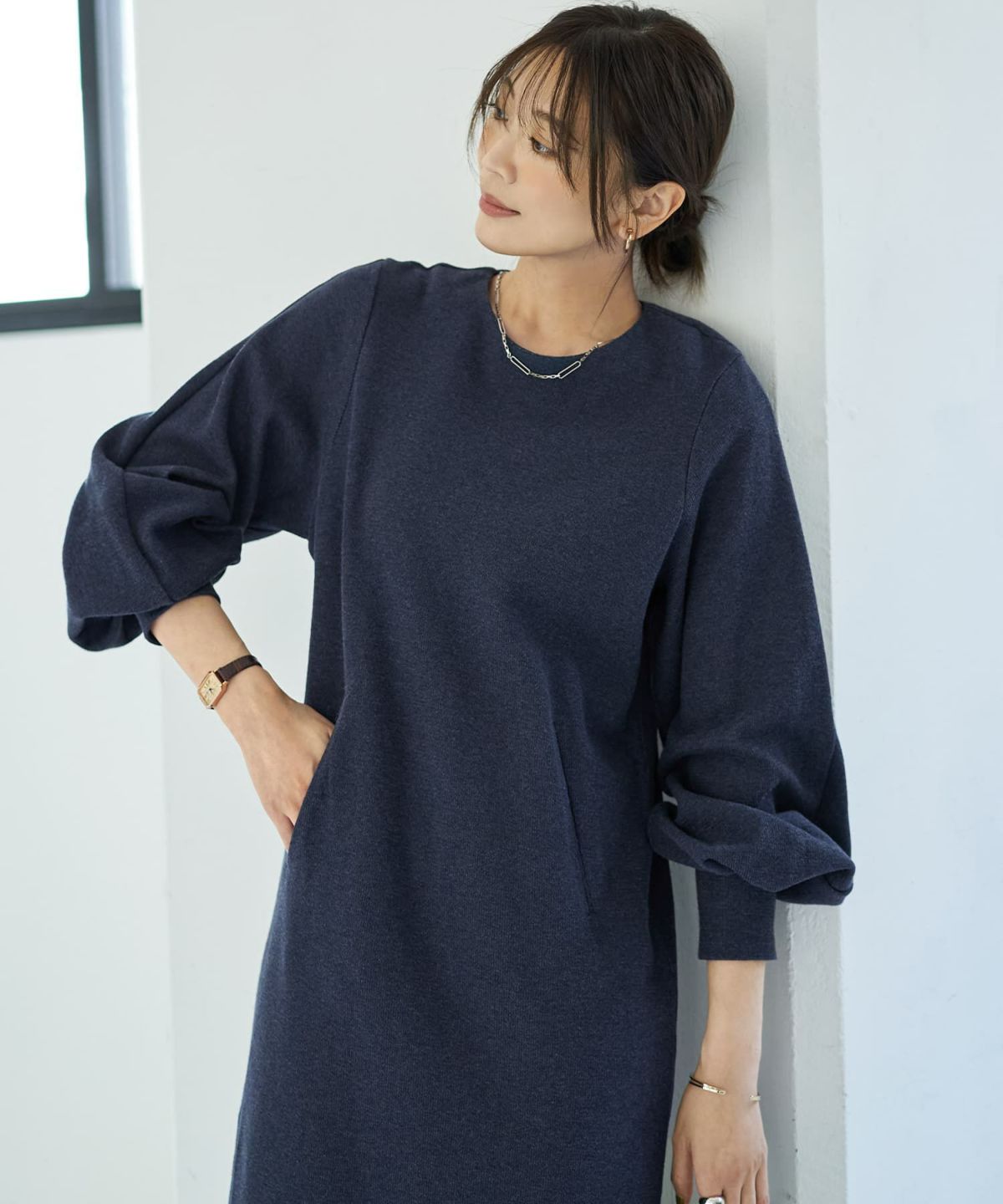 着用イメージ 166cm ライトネイビー 02サイズ
