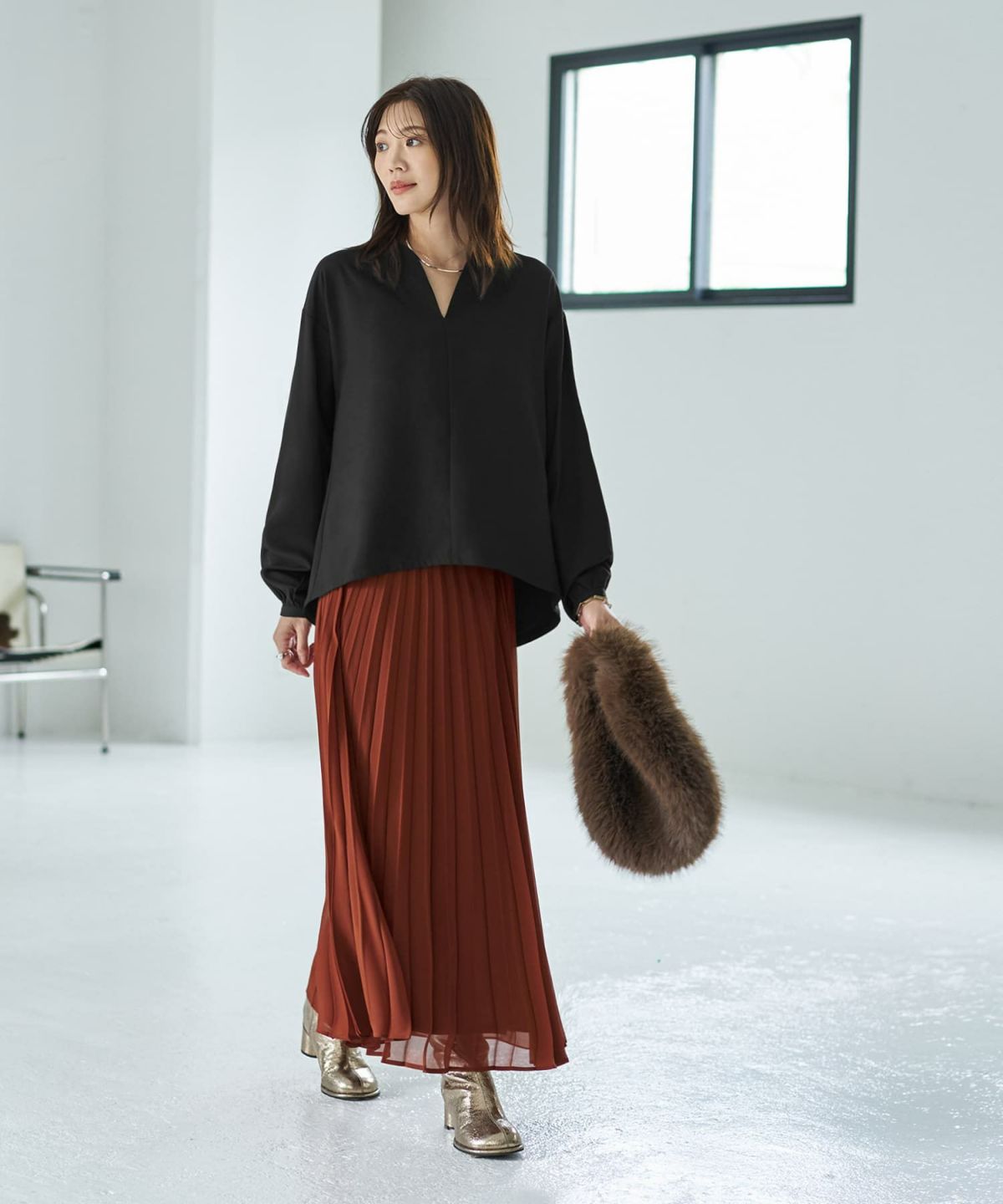 着用イメージ 166cm ライトブラック