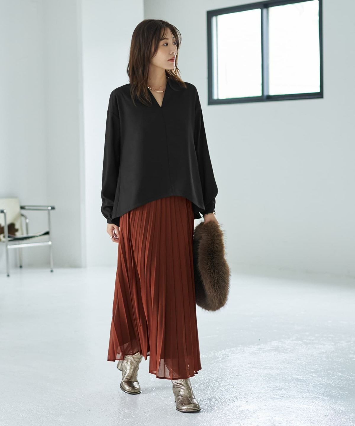 着用イメージ 166cm ライトブラック