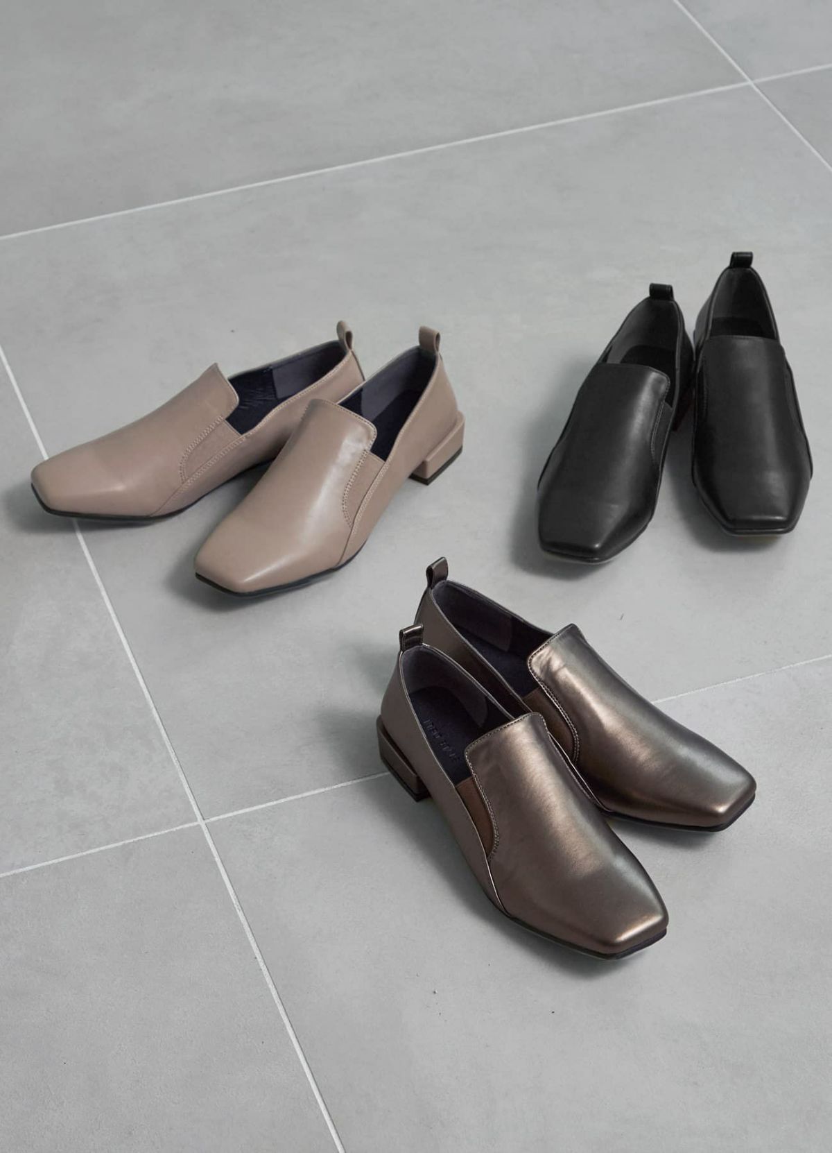 スクエアトゥスリッポンシューズ