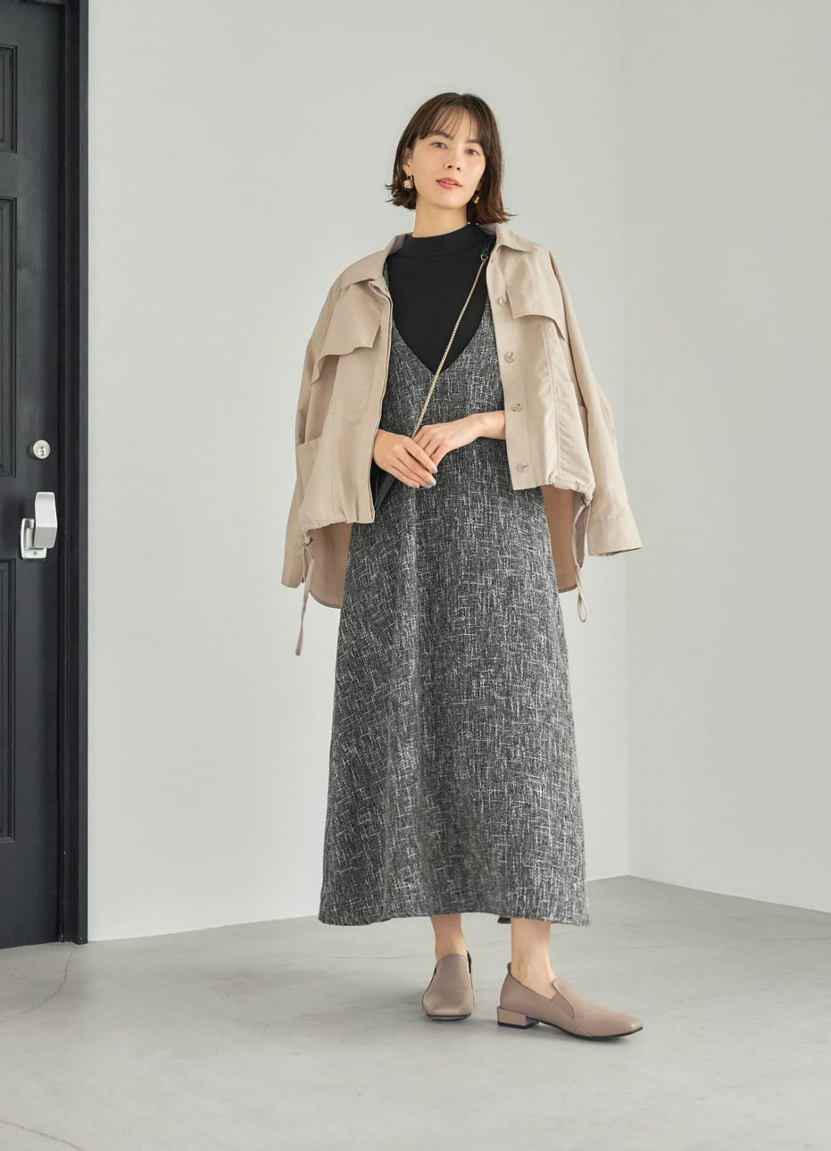 着用イメージ 168cm グレージュ