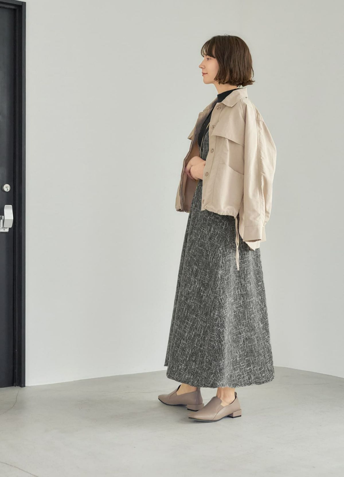 着用イメージ 168cm グレージュ