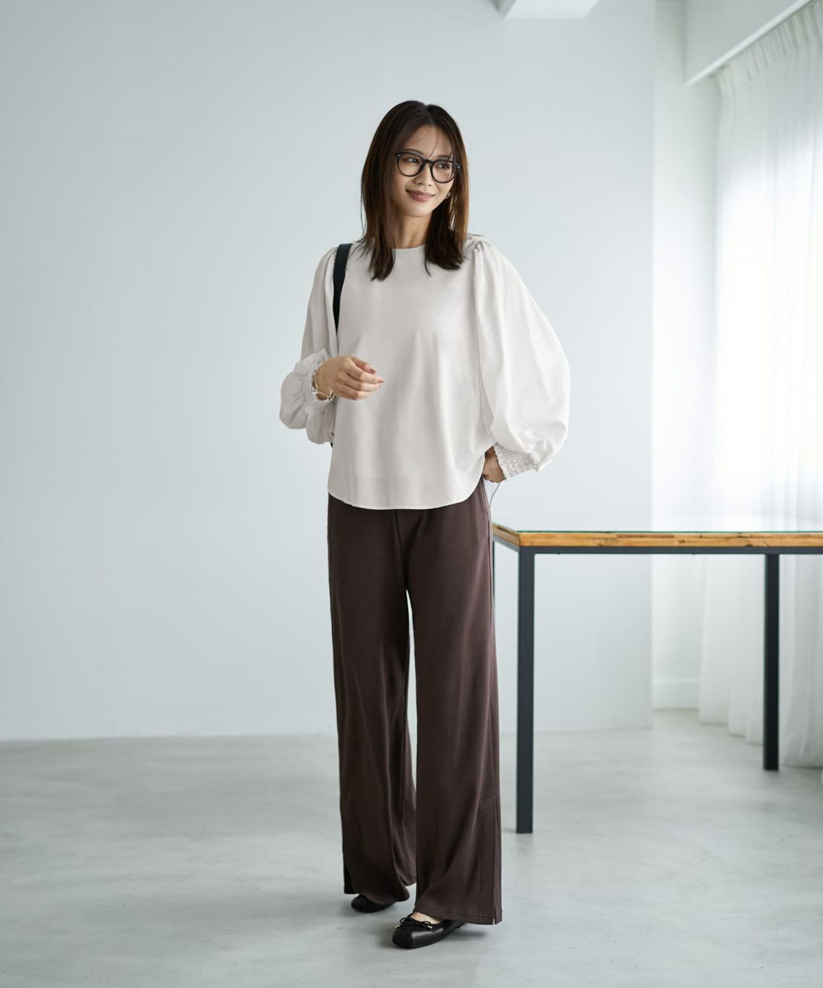 着用イメージ 166cm アイボリー