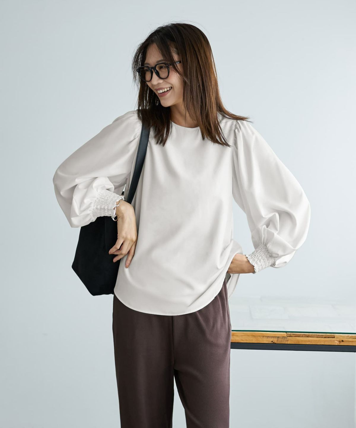 着用イメージ 166cm アイボリー